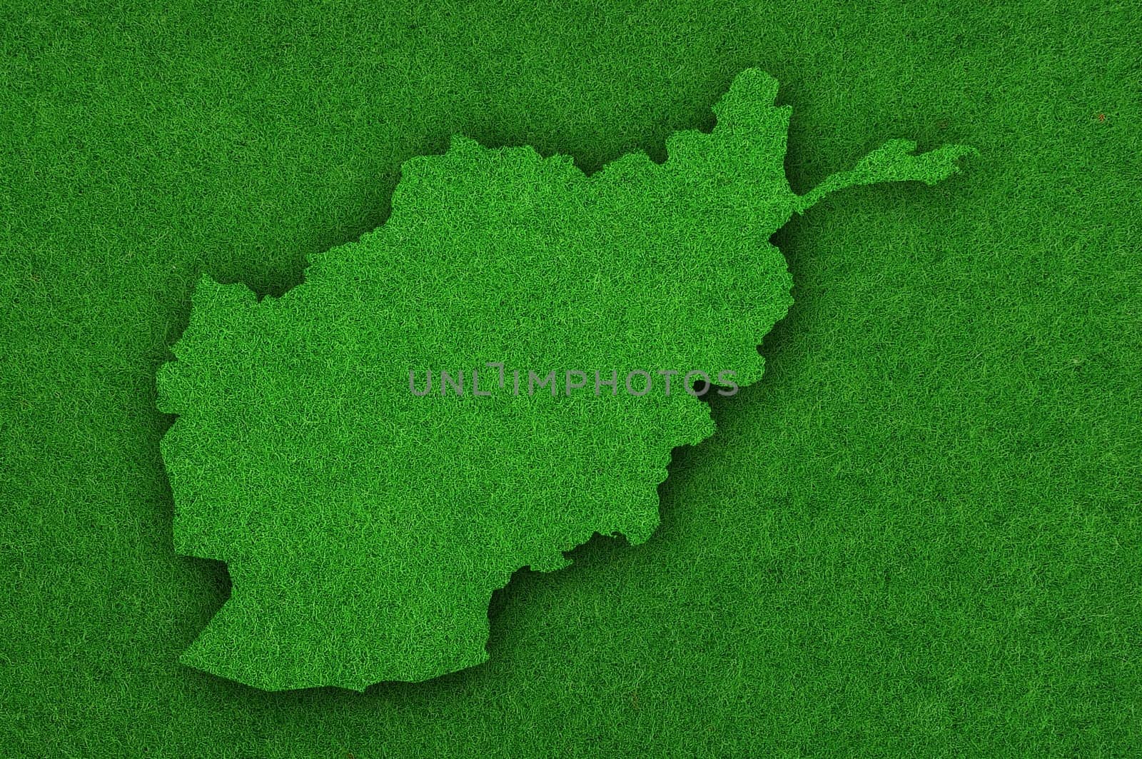 Map of Afghanistan on green felt
