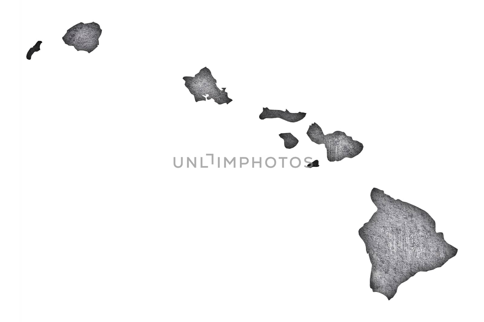 Map of Hawaii on weathered concrete