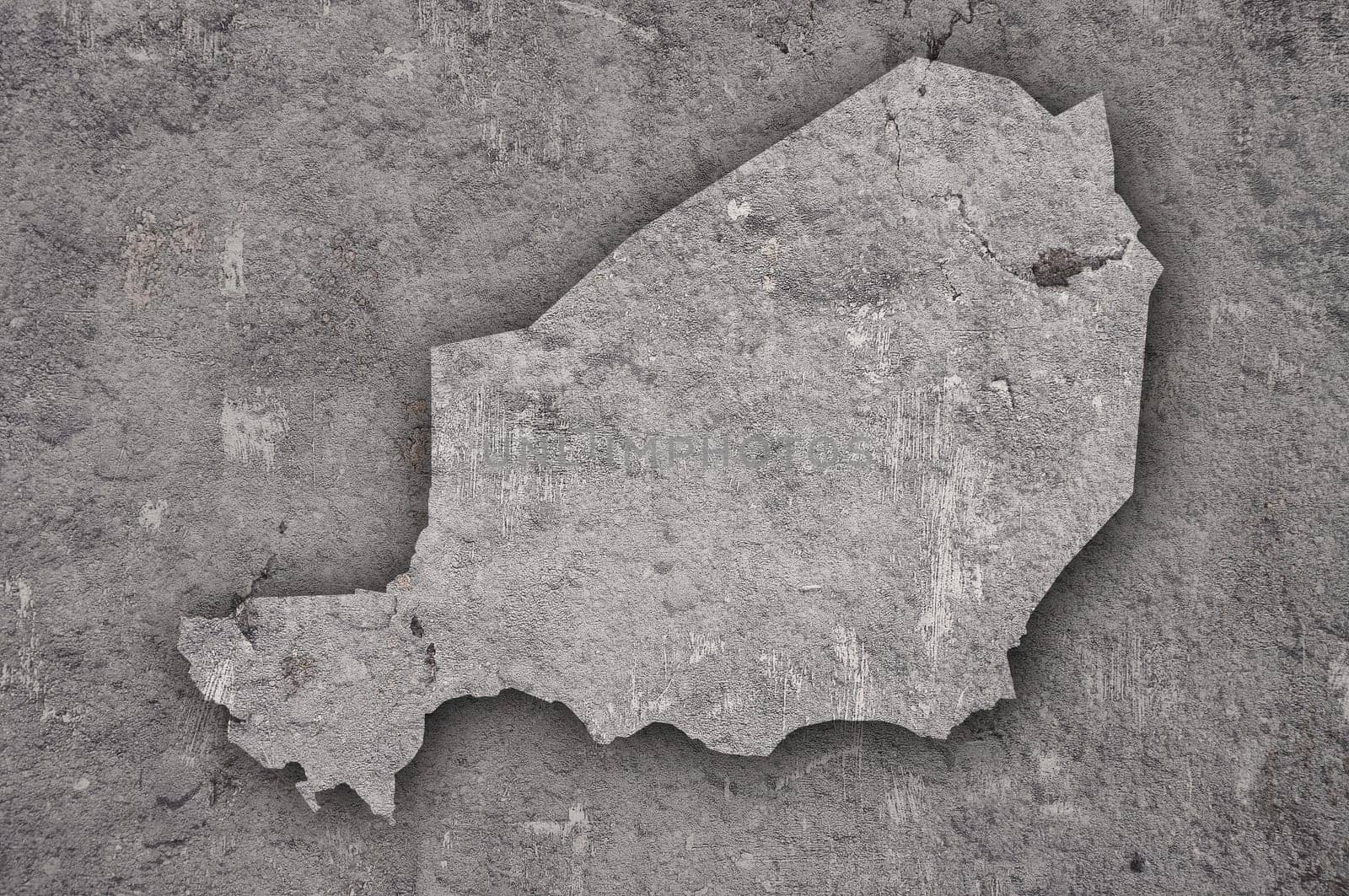 Map of Niger on weathered concrete