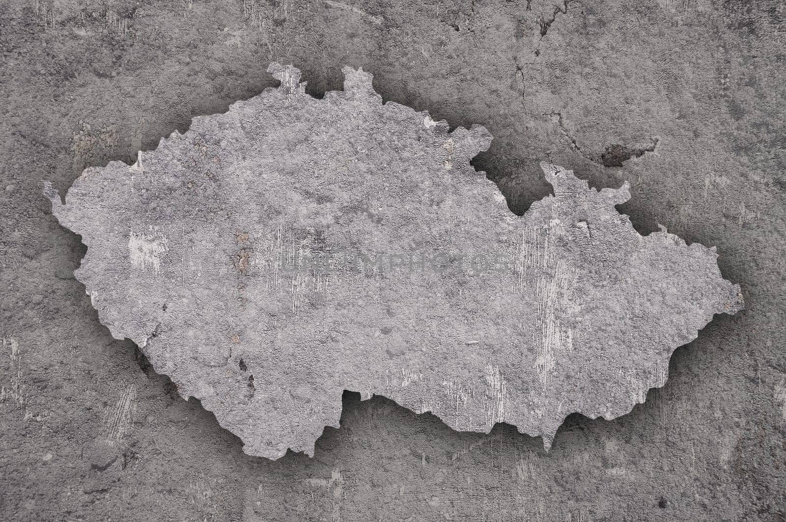 Map of Czech Republic on weathered concrete