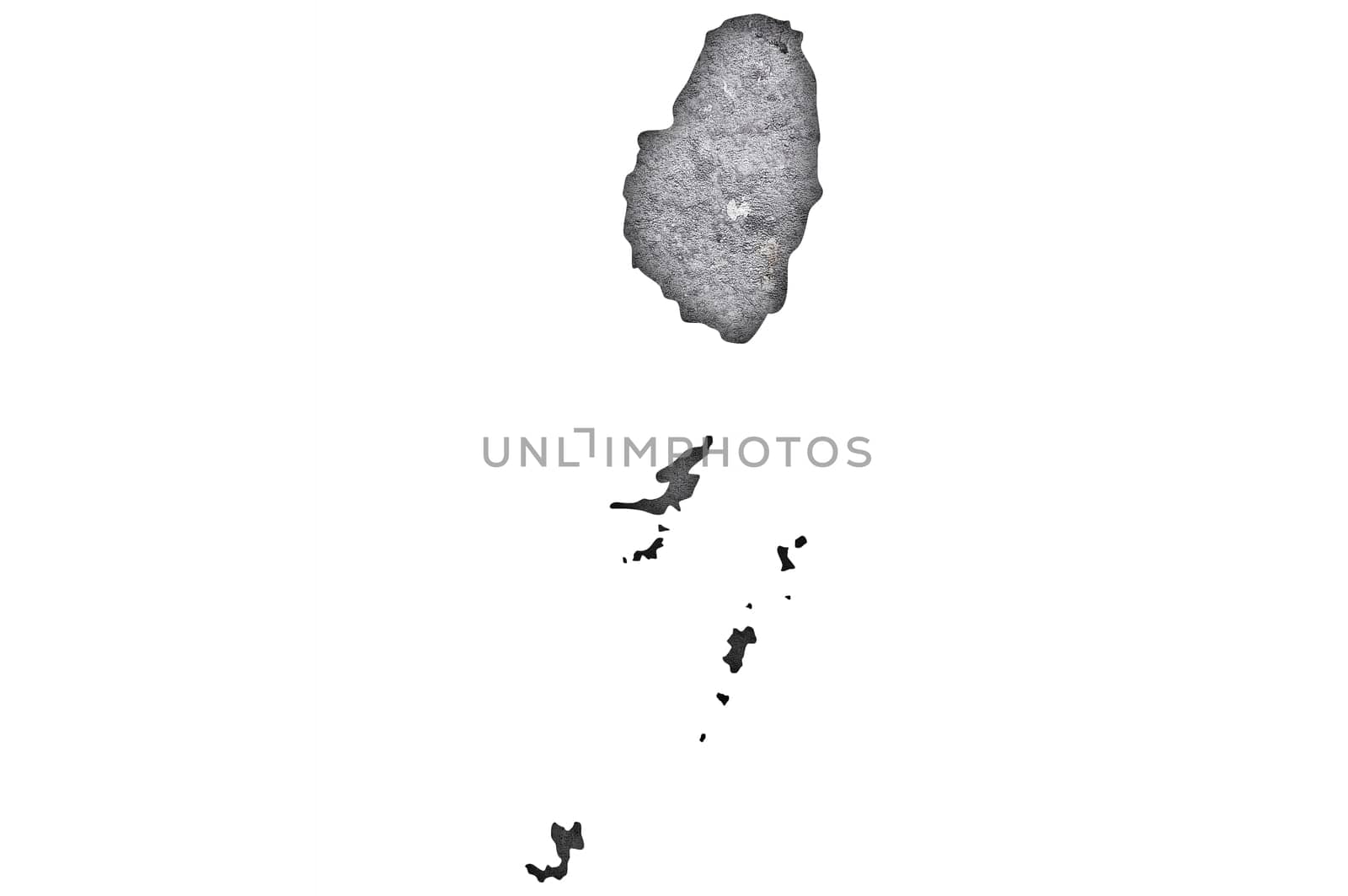 Map of Saint Vincent and the Grenadines on weathered concrete
