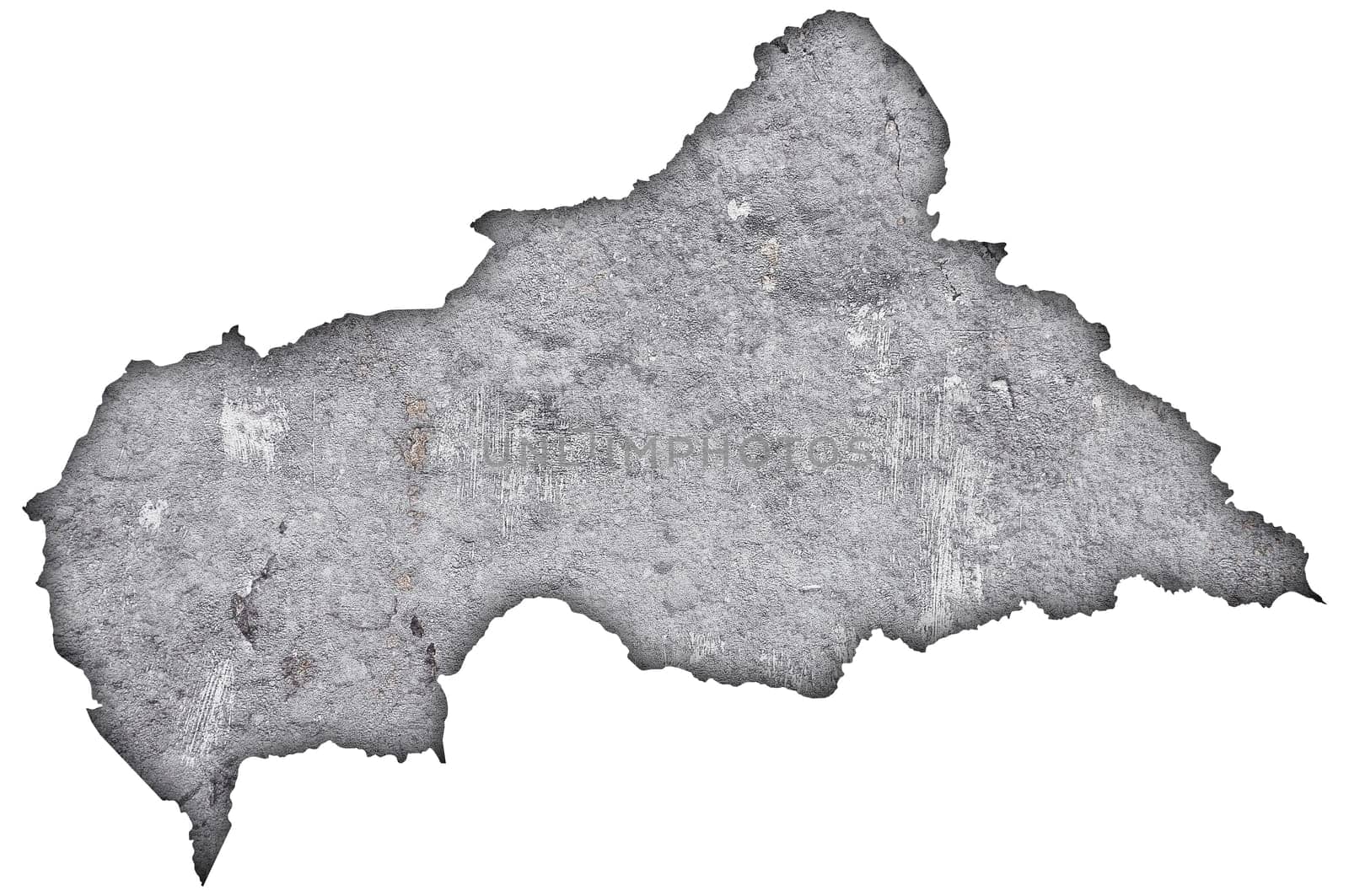 Map of Central African Republic on weathered concrete