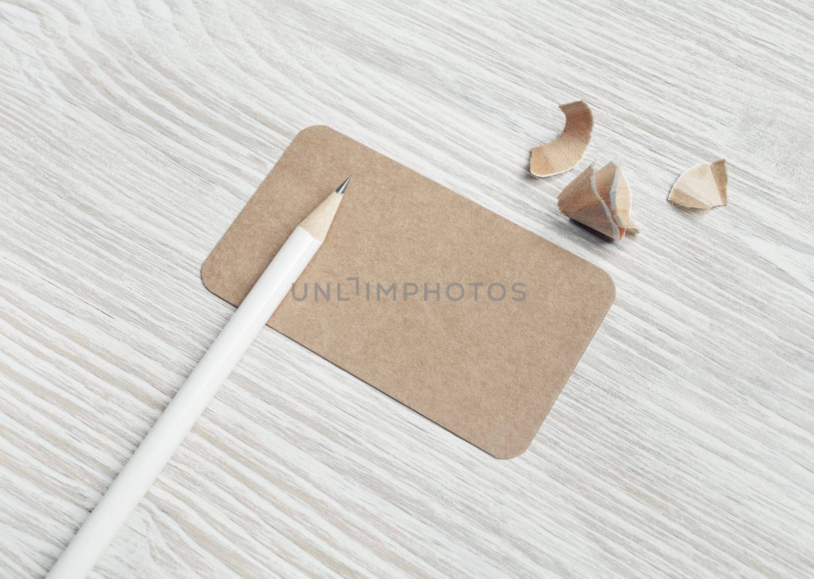 Blank vintage business card and pencil. Branding mock up.