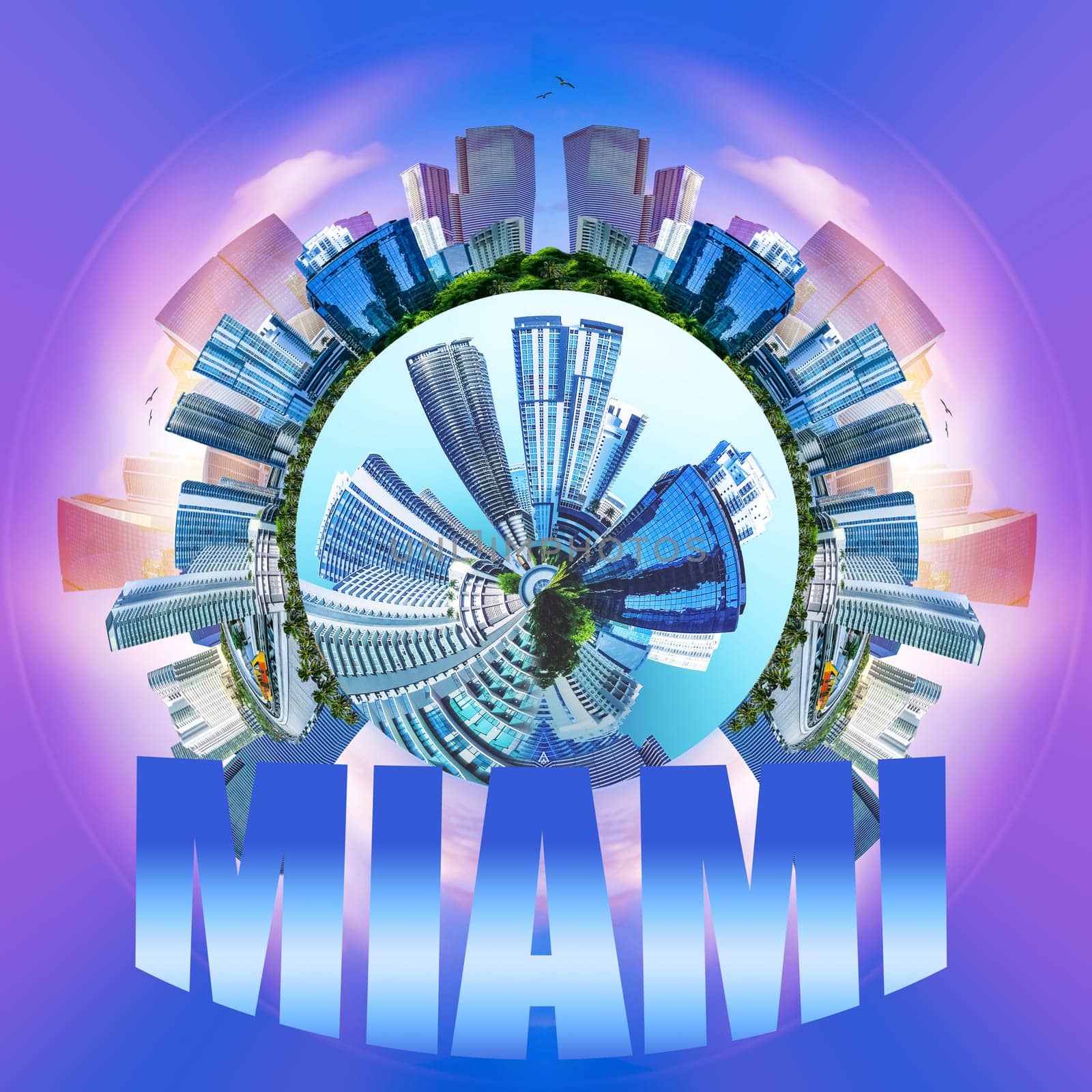 Collage about Miami, Florida, United States of America. It is world famous travel location.