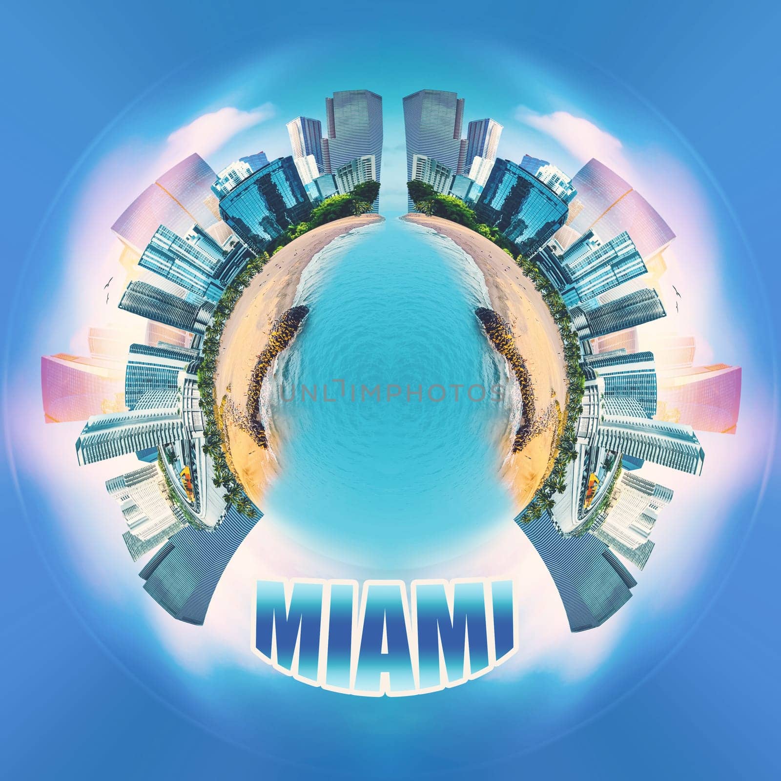 Collage about Miami, Florida, United States of America. It is world famous travel location.