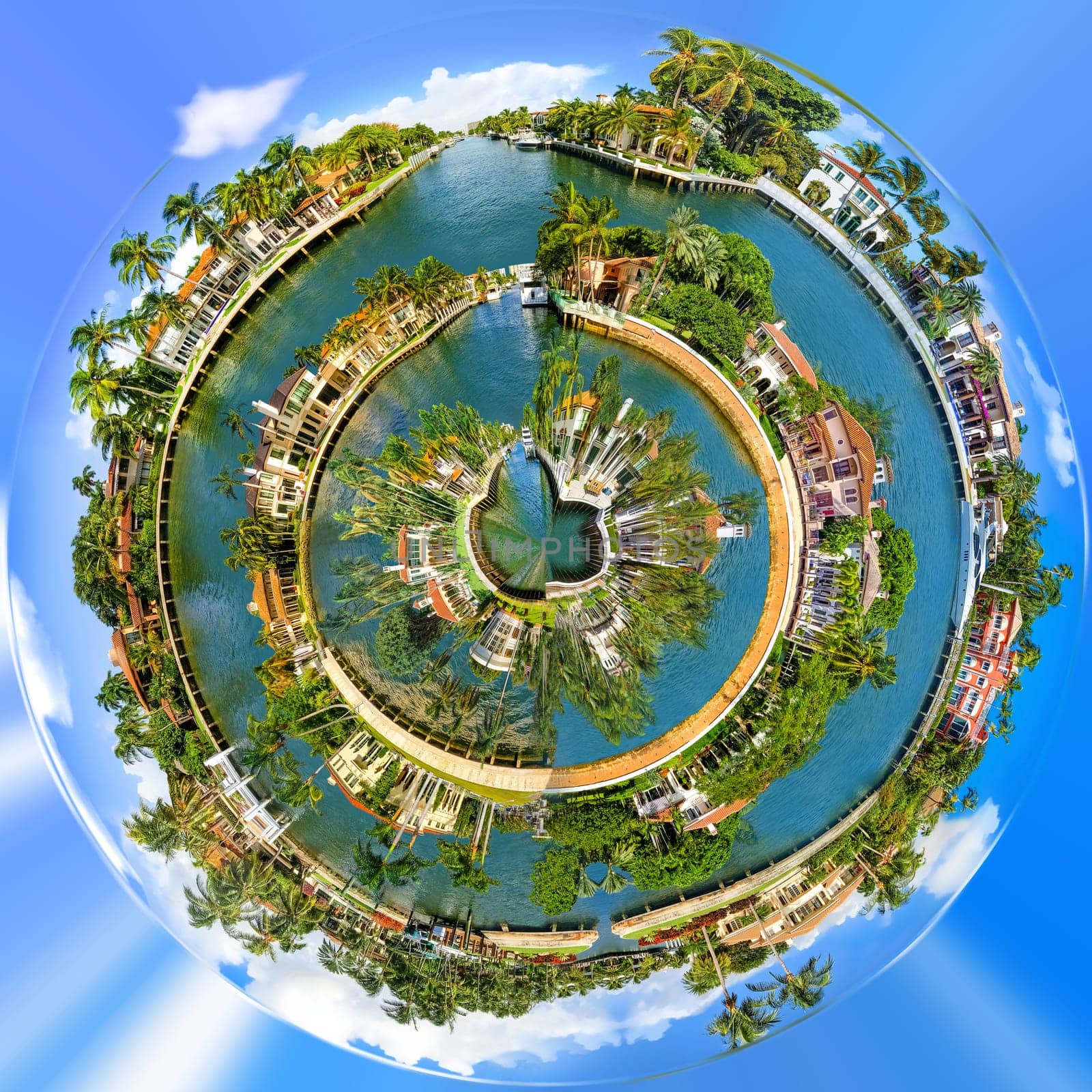 Collage about luxury mansion in exclusive part of Fort Lauderdale known as small Venice