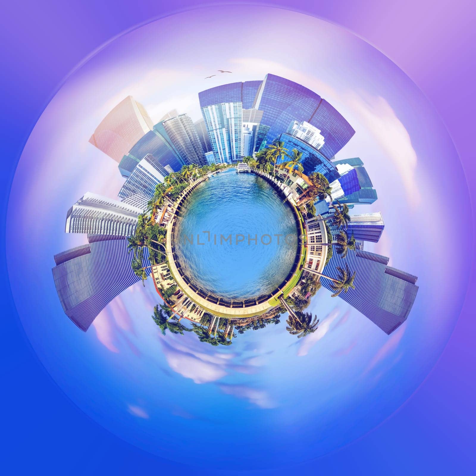 Contemporary collage about Ft. Lauderdale, Florida, United States of America and luxury mansion in exclusive part of Fort Lauderdale known as small Venice
