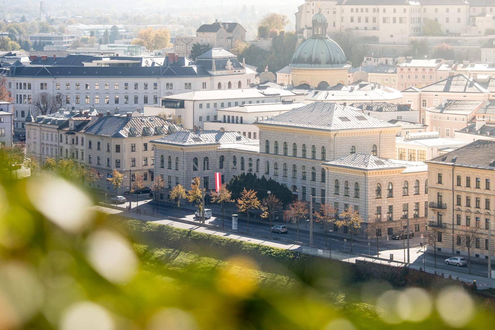 Bulding in the old city of Salzburg, autumn time