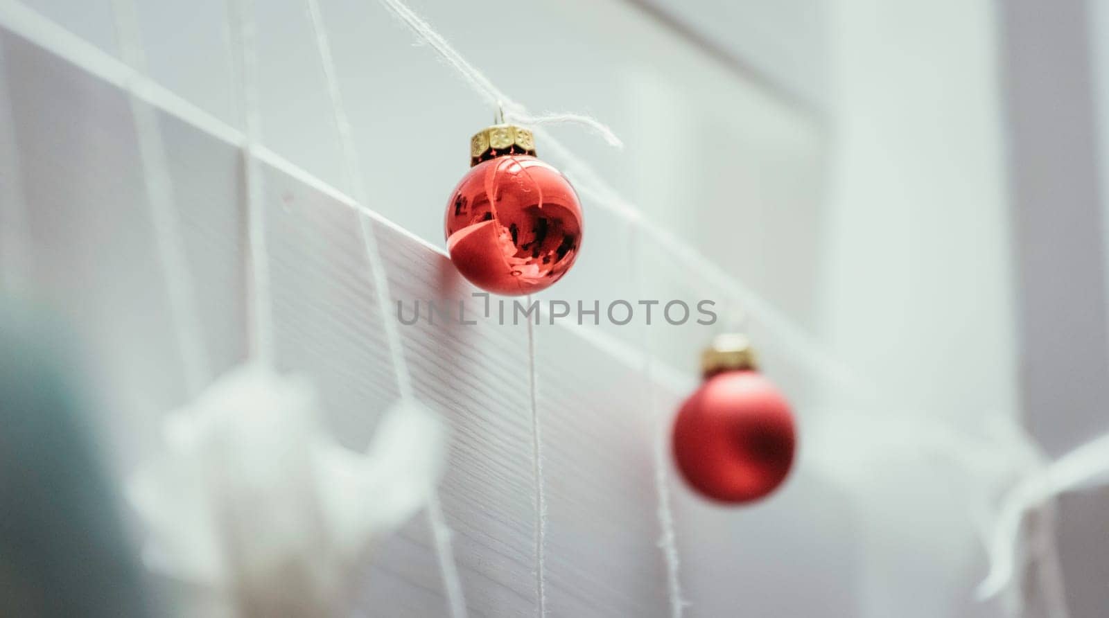 Christmas decoration: Close up of red Christmas baubles