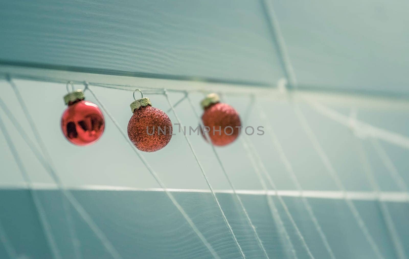 Christmas decoration: Close up of red Christmas baubles