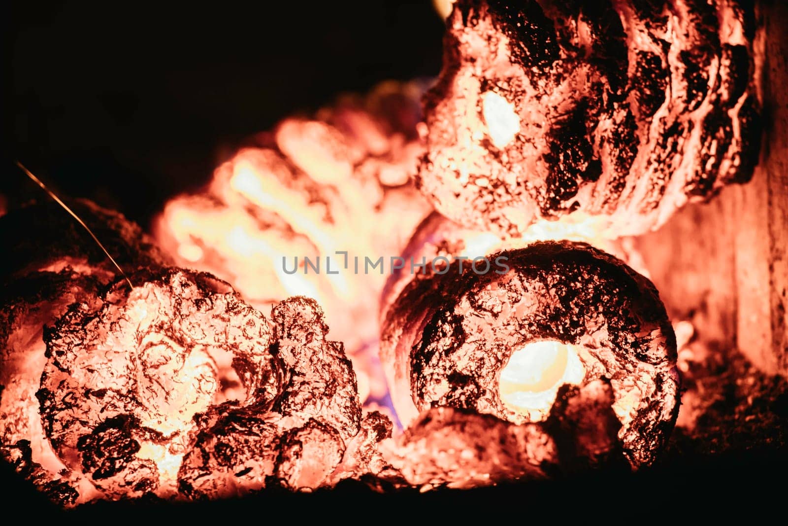 Blaze fire flame in oven, orange and black