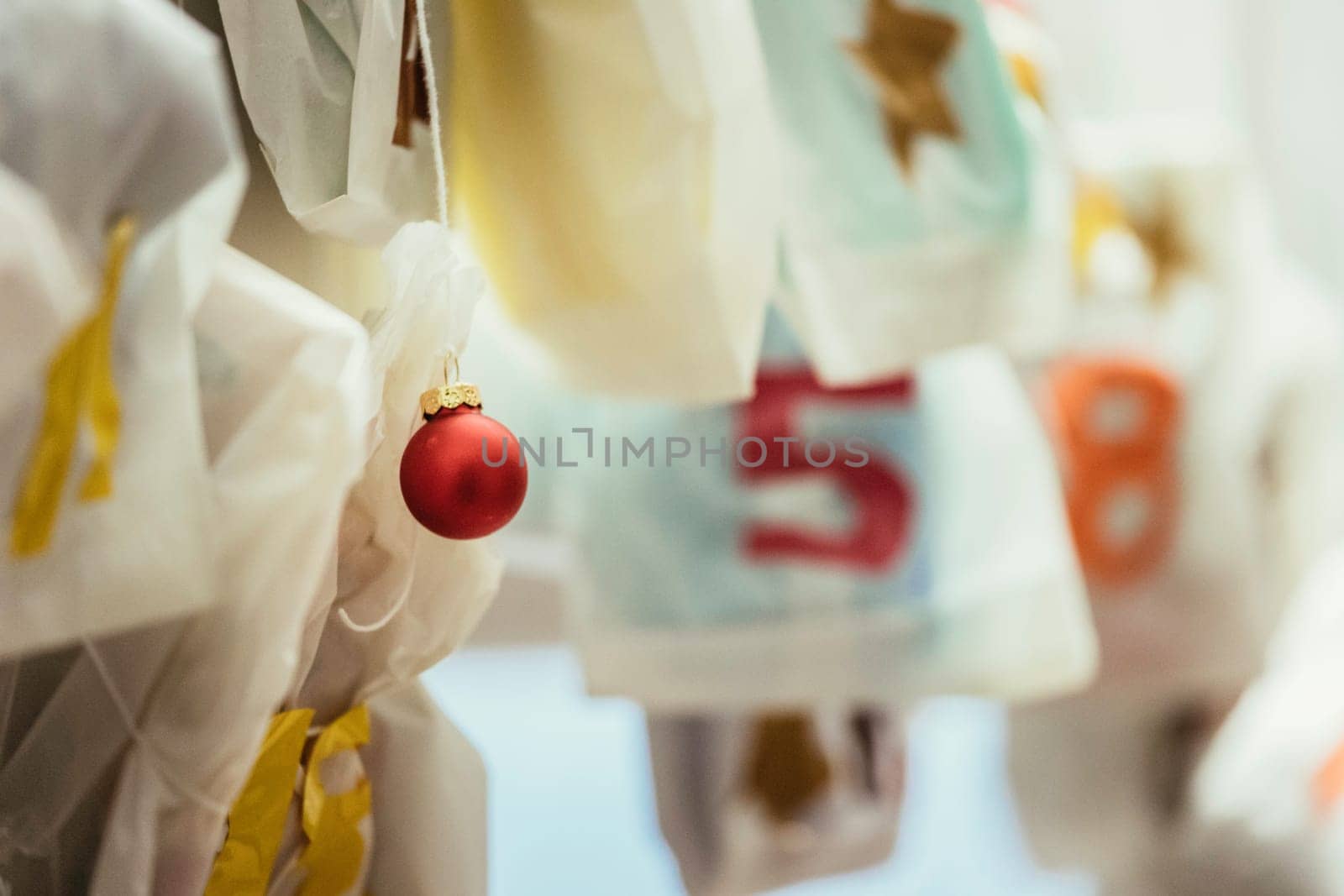 Christmas decoration: Close up of red Christmas baubles