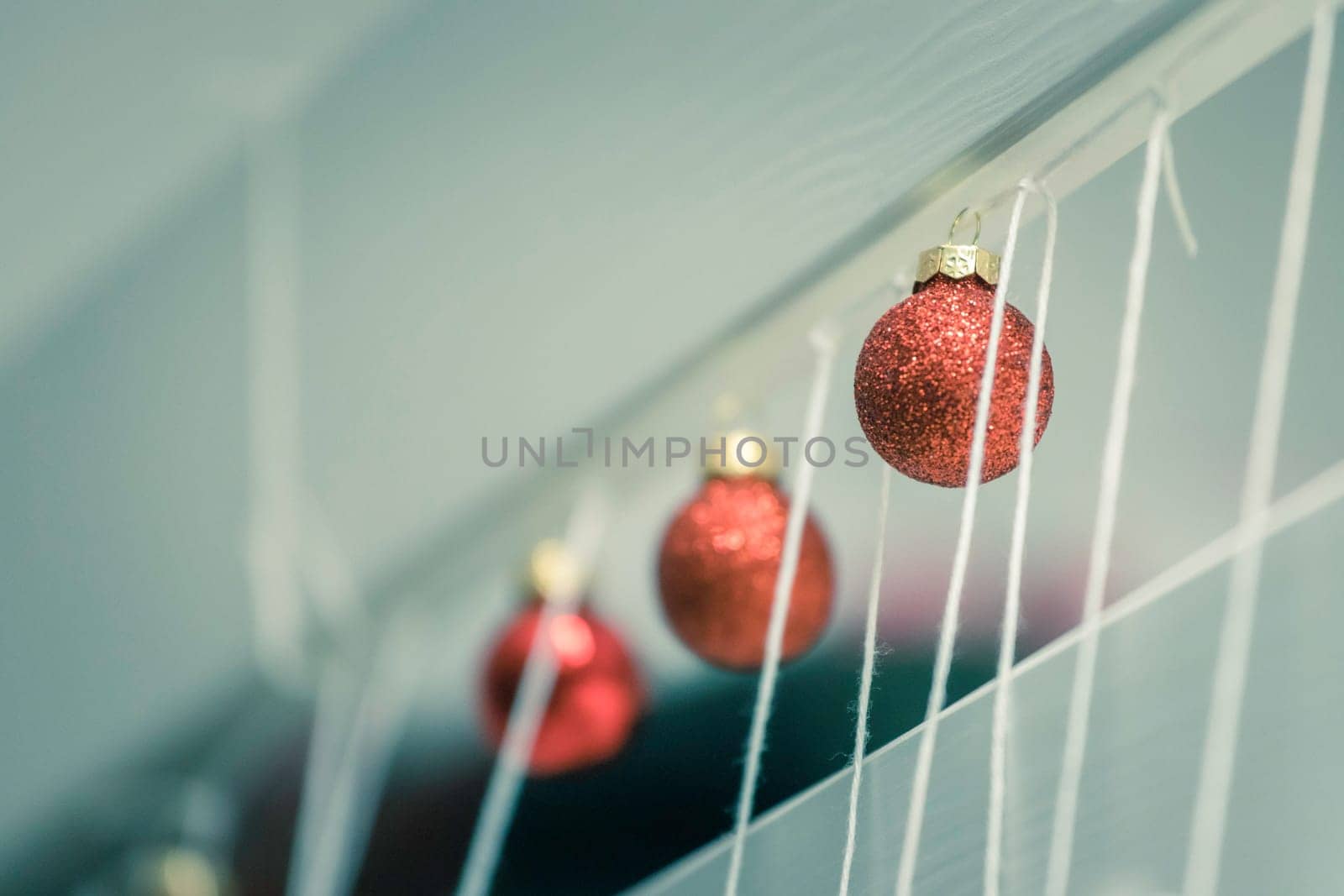 Christmas decoration: Close up of red Christmas baubles
