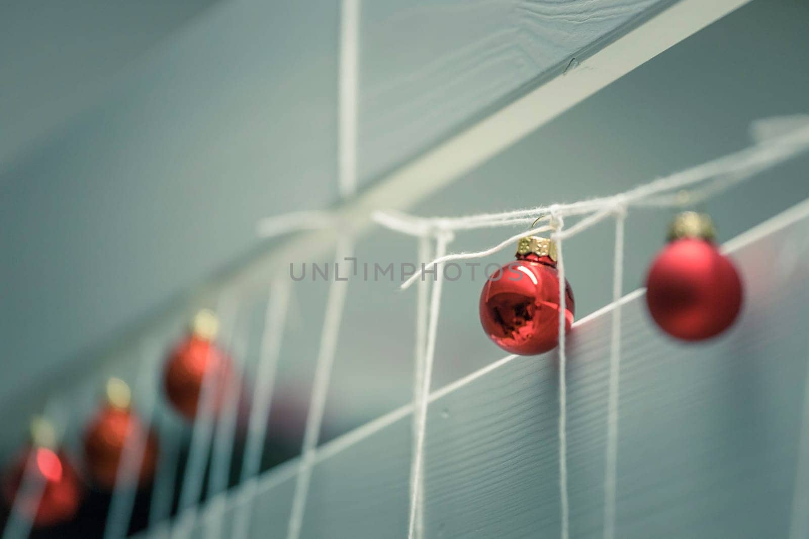Christmas decoration: Close up of red Christmas baubles