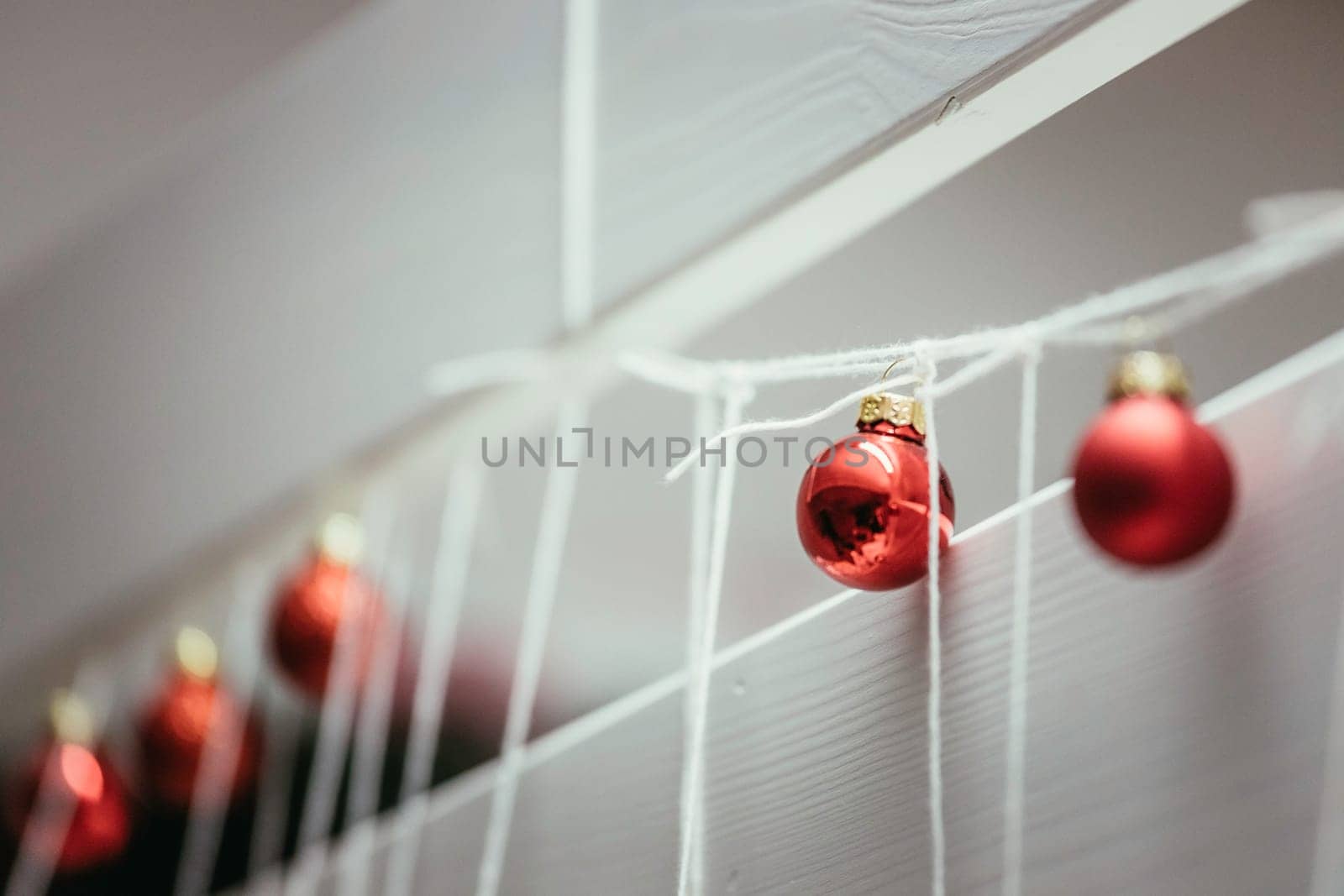 Christmas decoration: Close up of red Christmas baubles