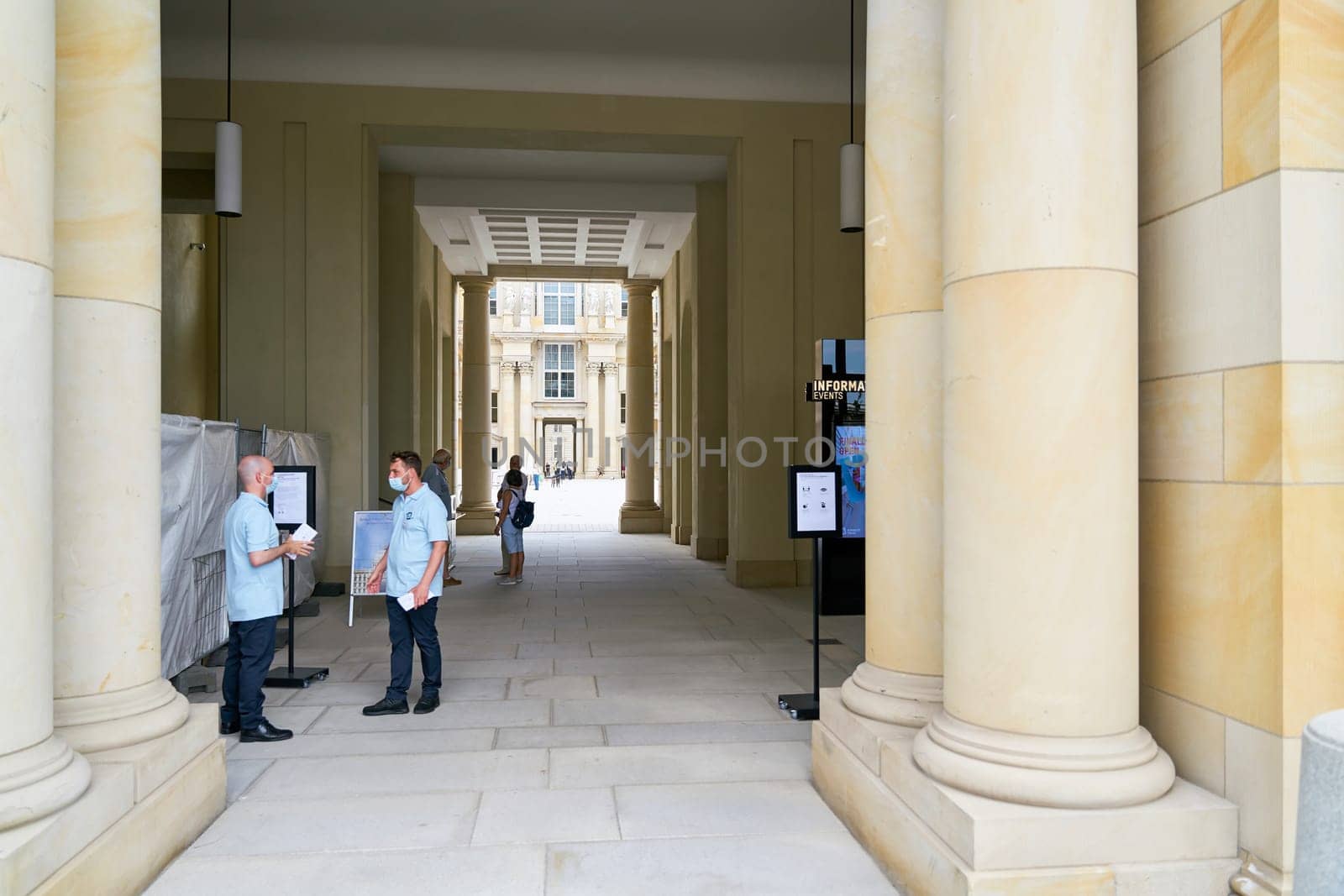 Entrance area of the Humboldt Forum, newly built according to a historical model, with a view of the Schlueterhof