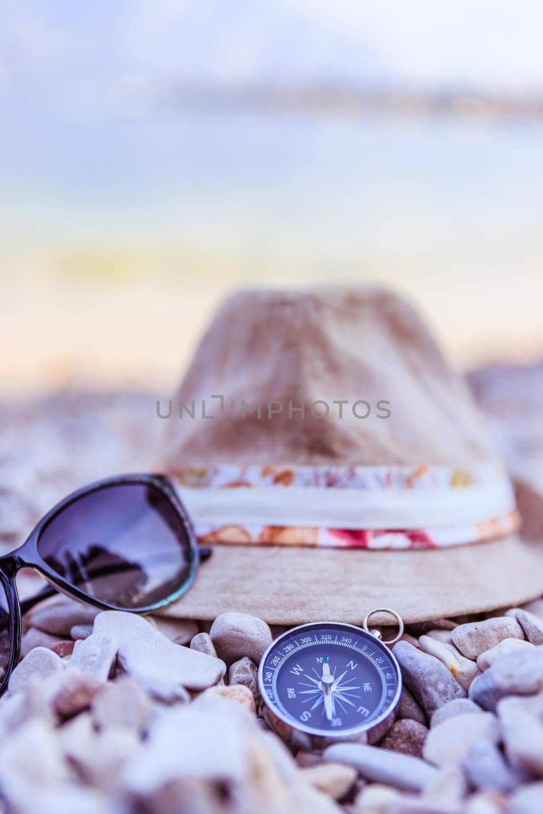 Summer holiday vacation accessories on beach, Italy