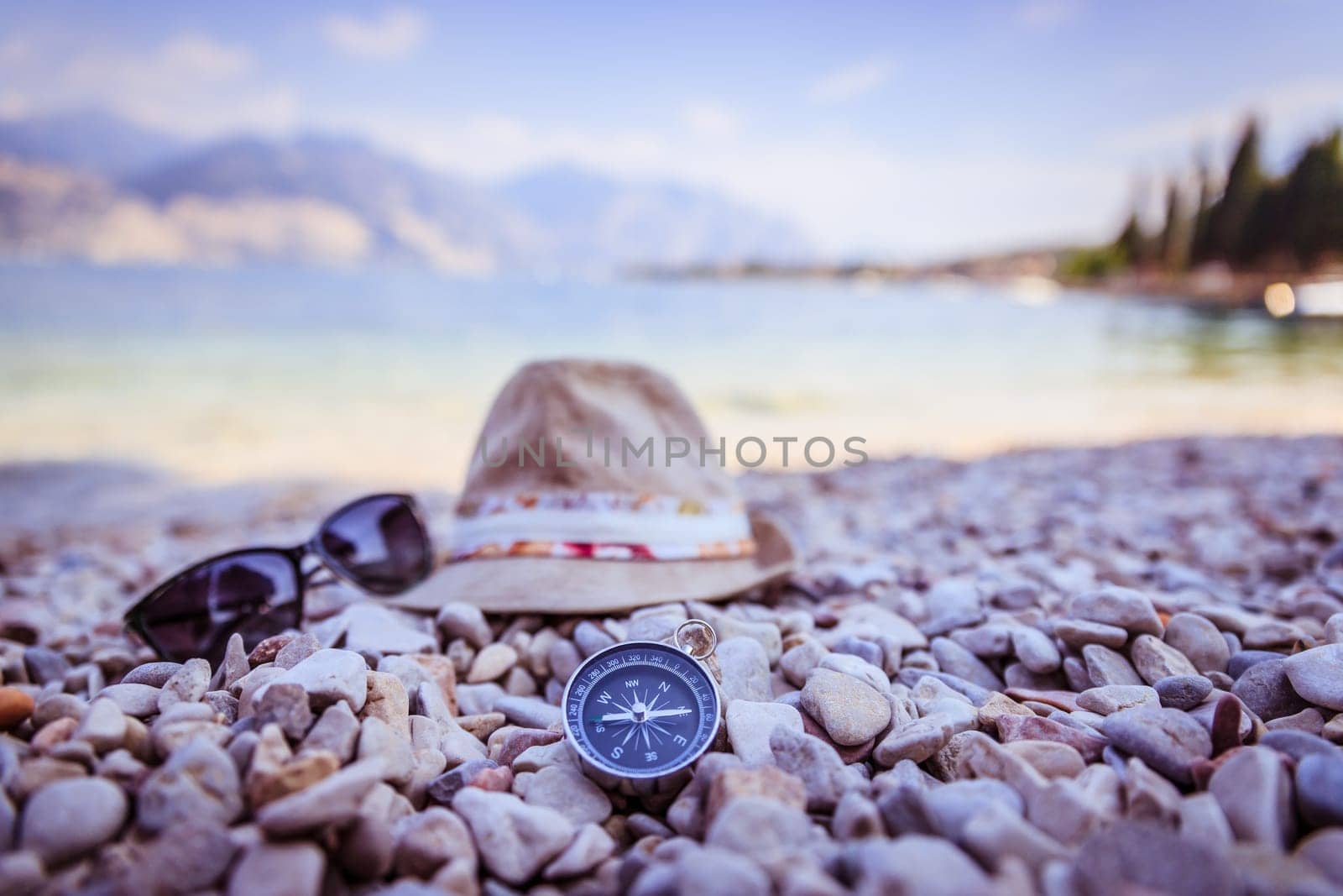 Summer holiday vacation accessories on beach, Italy