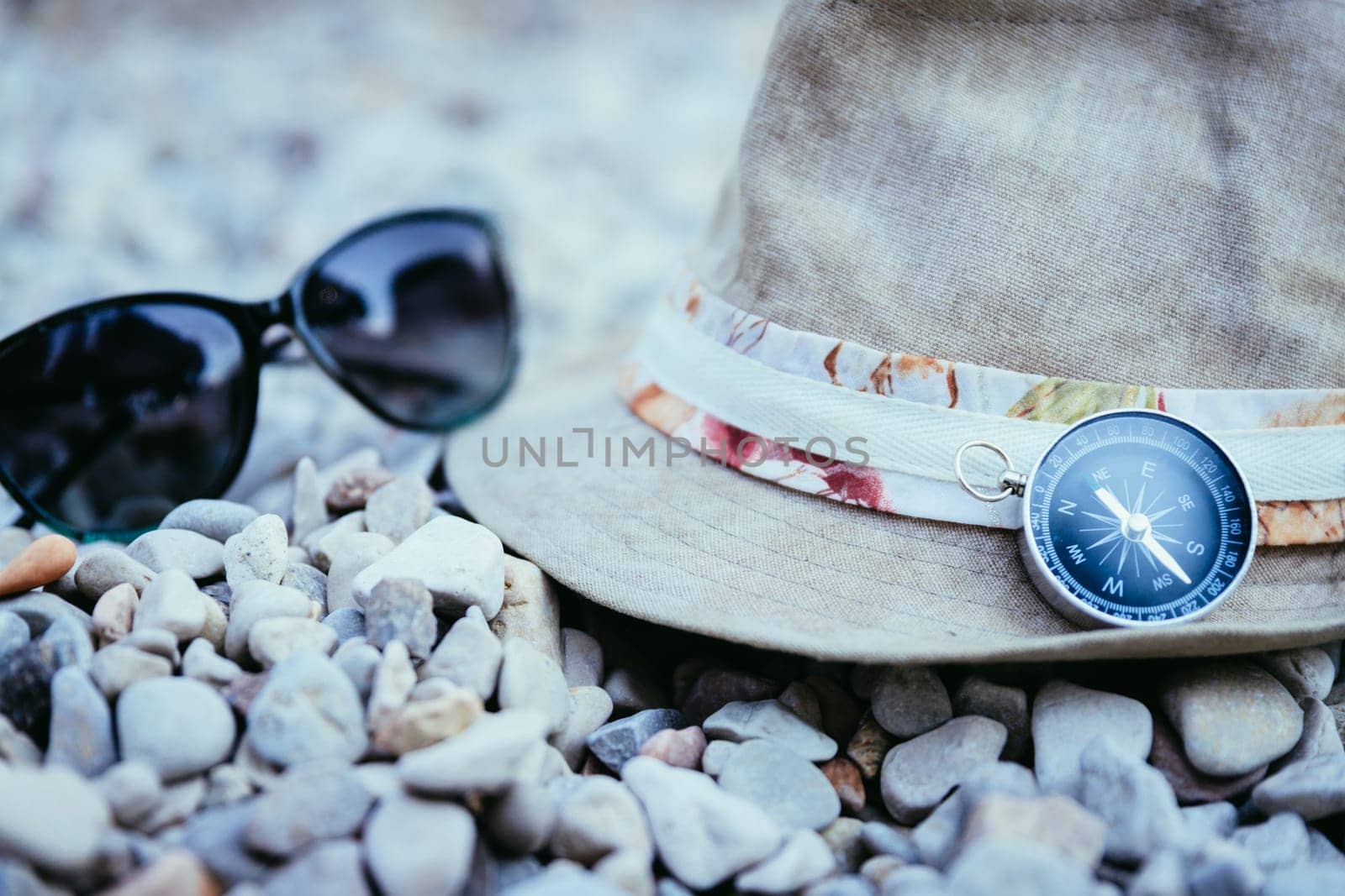 Summer holiday vacation accessories on beach, Italy