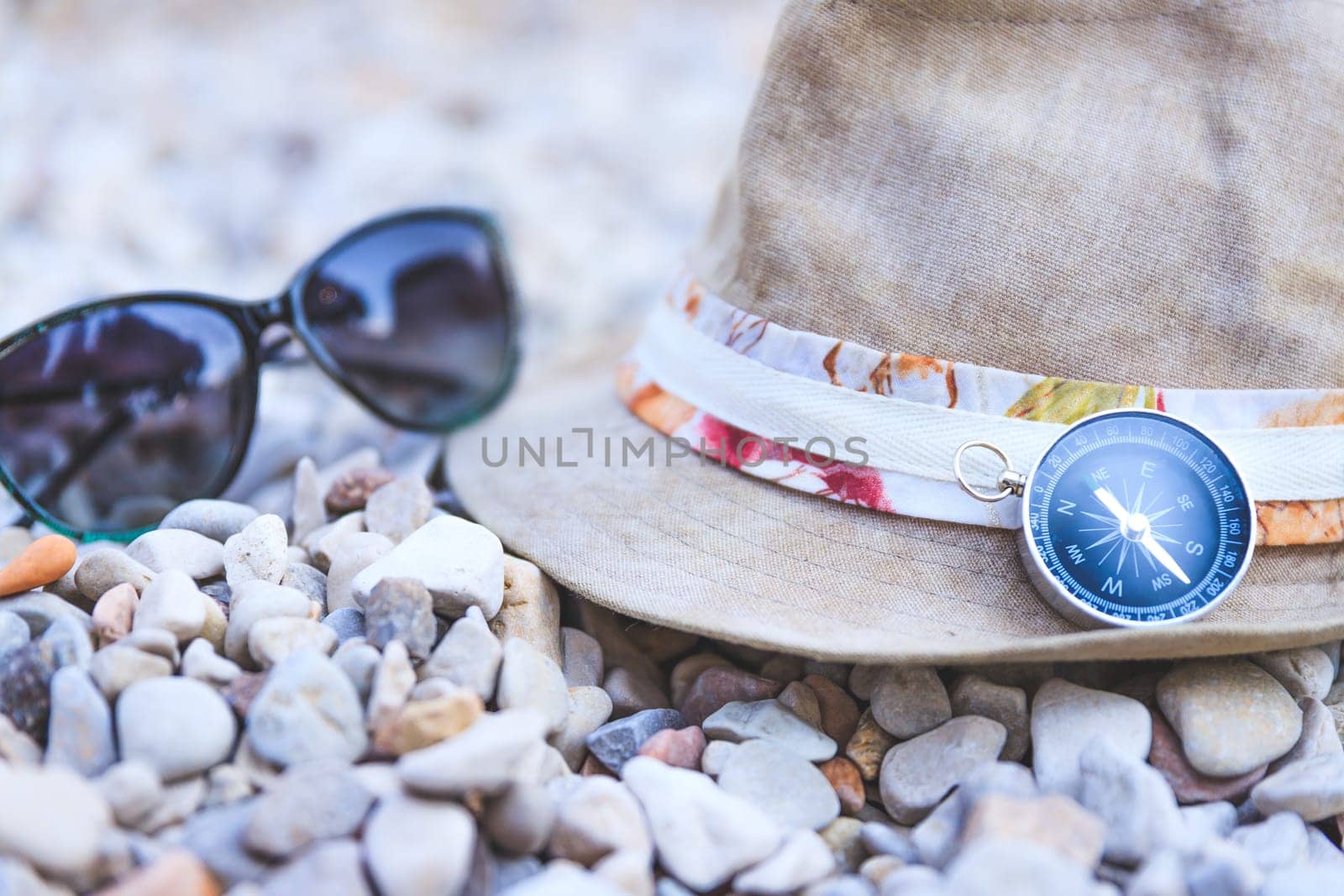 Summer holiday vacation accessories on beach, Italy