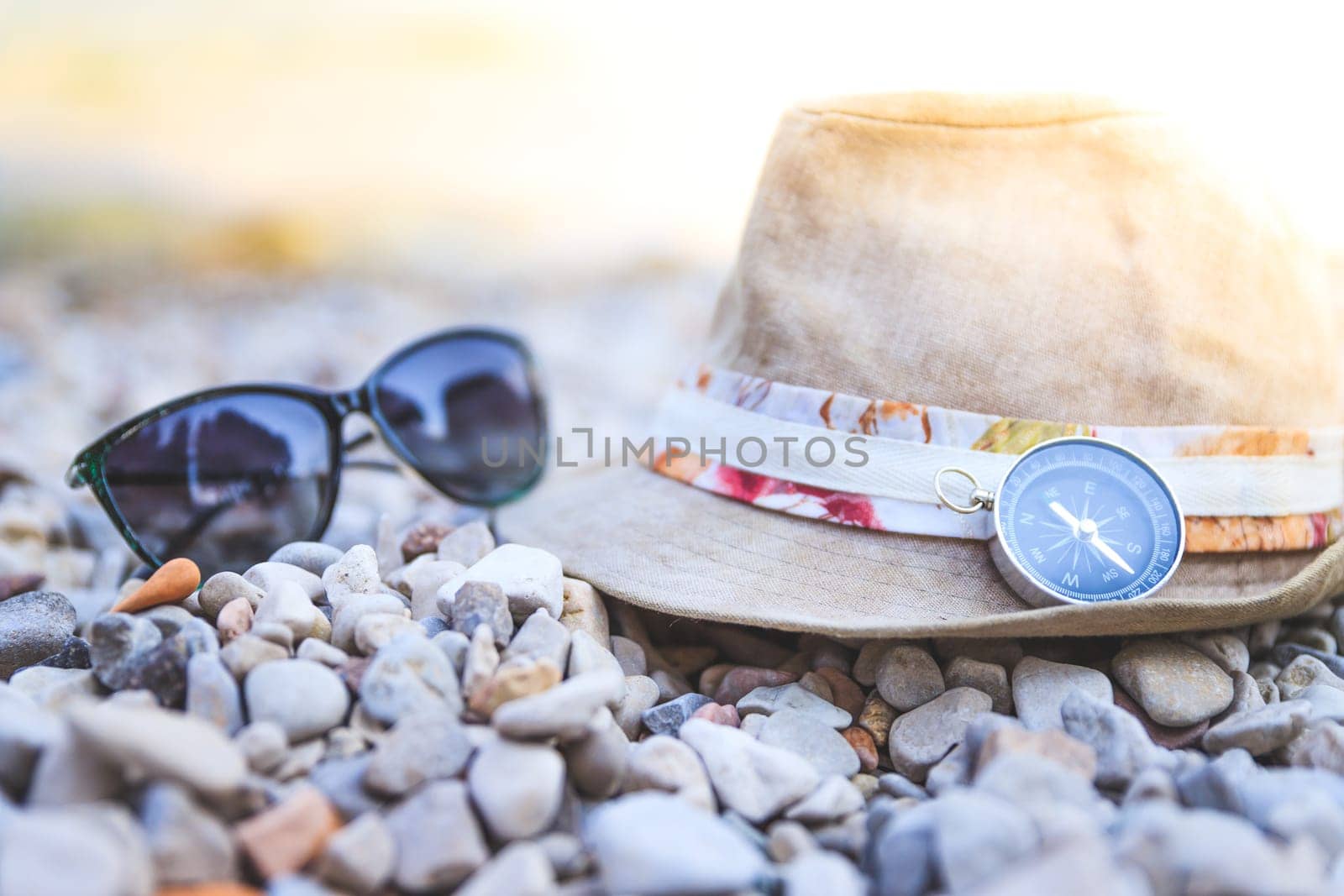 Summer holiday vacation accessories on beach, Italy