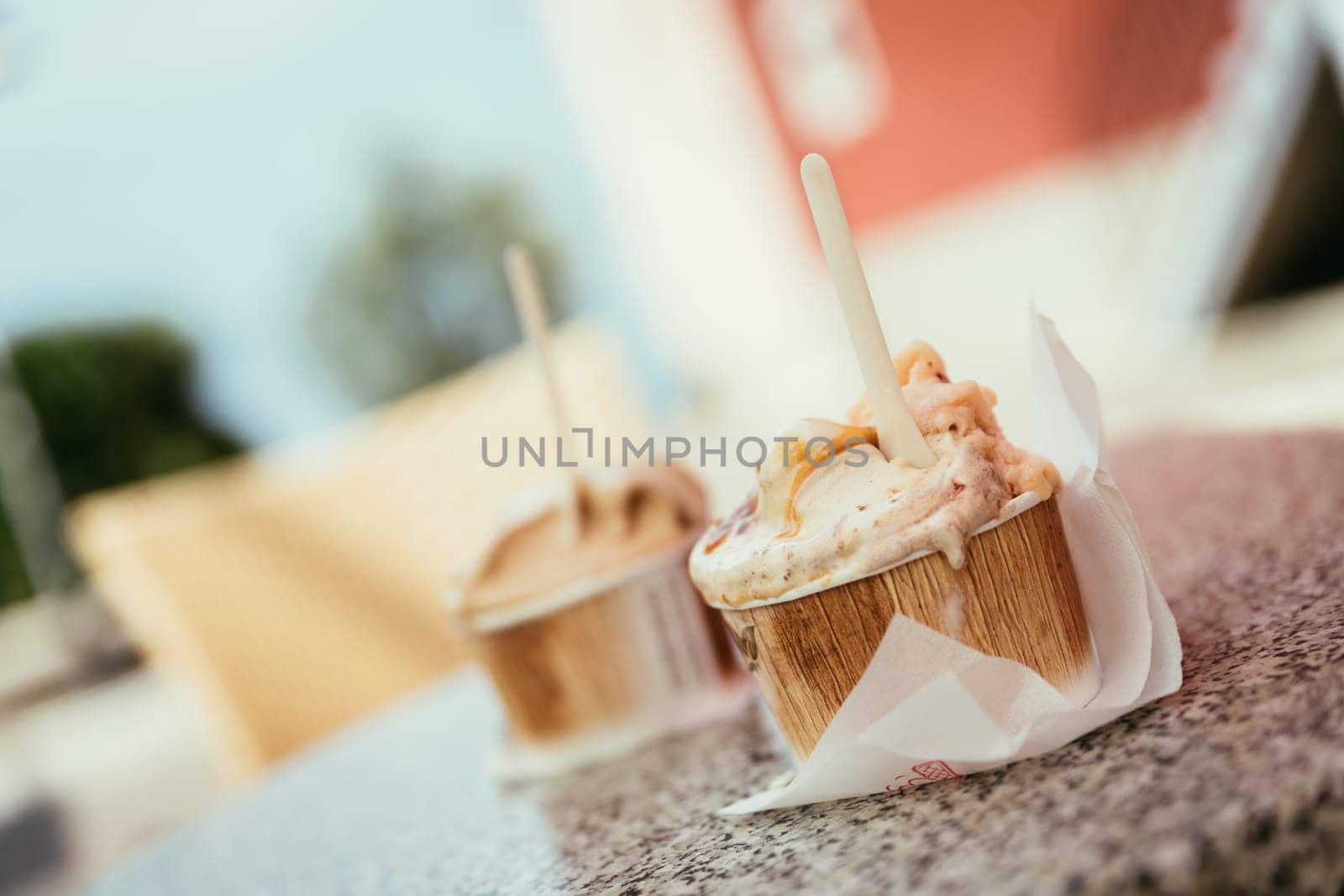 Italian ice cream at gelateria, sundae, Italy