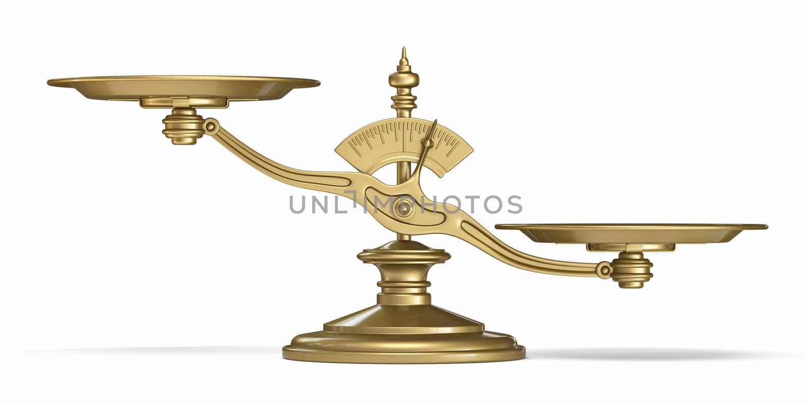 Golden scale 3D render illustration isolated on white background