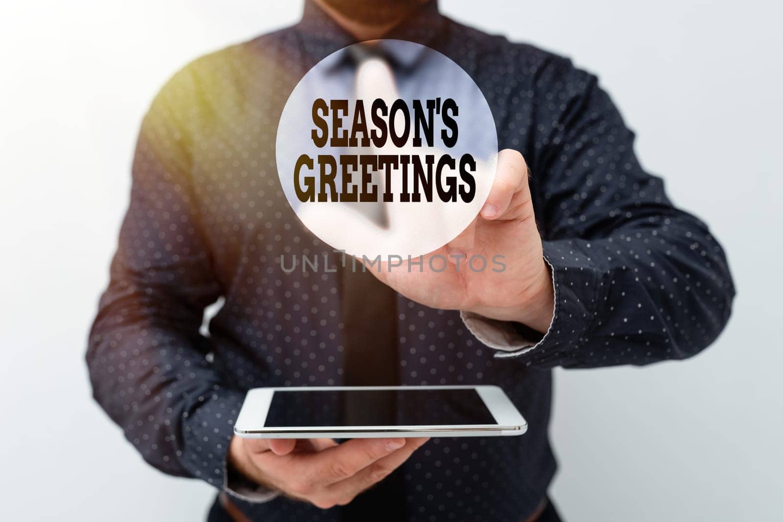 Conceptual caption Season S Is Greetings, Word Written on Used as an expression of goodwill during festivities Presenting New Technology Ideas Discussing Technological Improvement