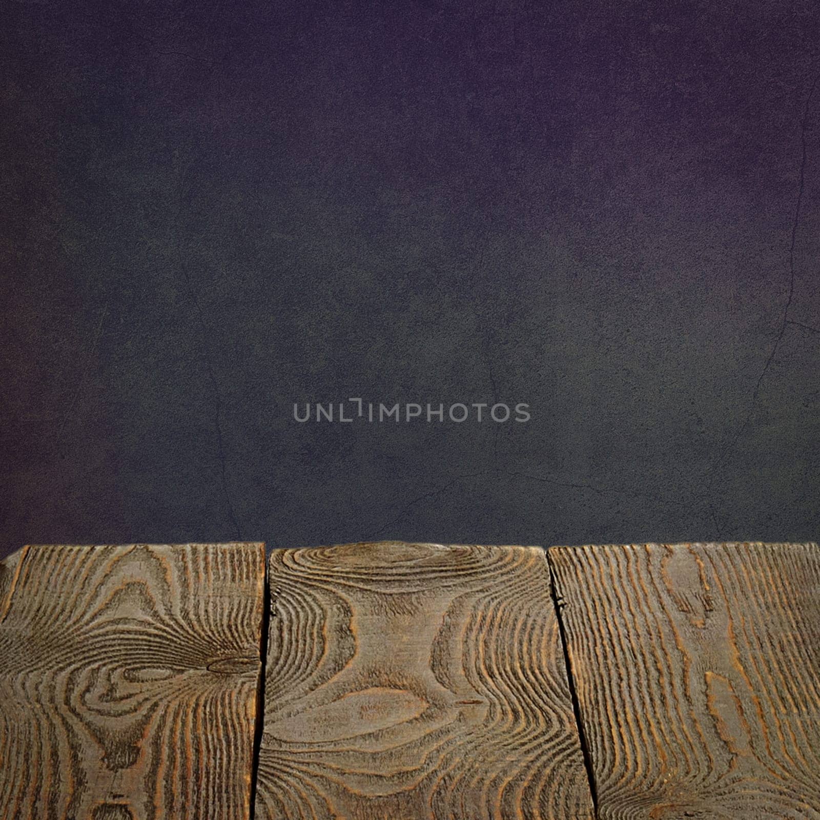 The background is blank wooden boards and a textured plastered wall with lighting and vignetting. For product demonstrations, free space, layout, mockup, perspective board, background board.