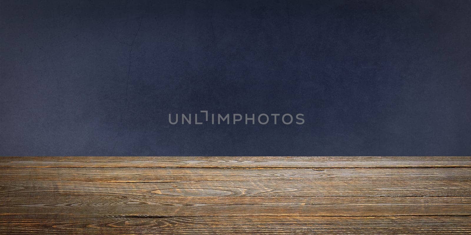 The background is blank wooden boards and a textured plastered wall with lighting and vignetting. For product demonstrations, free space, layout, mockup, perspective board, background board.