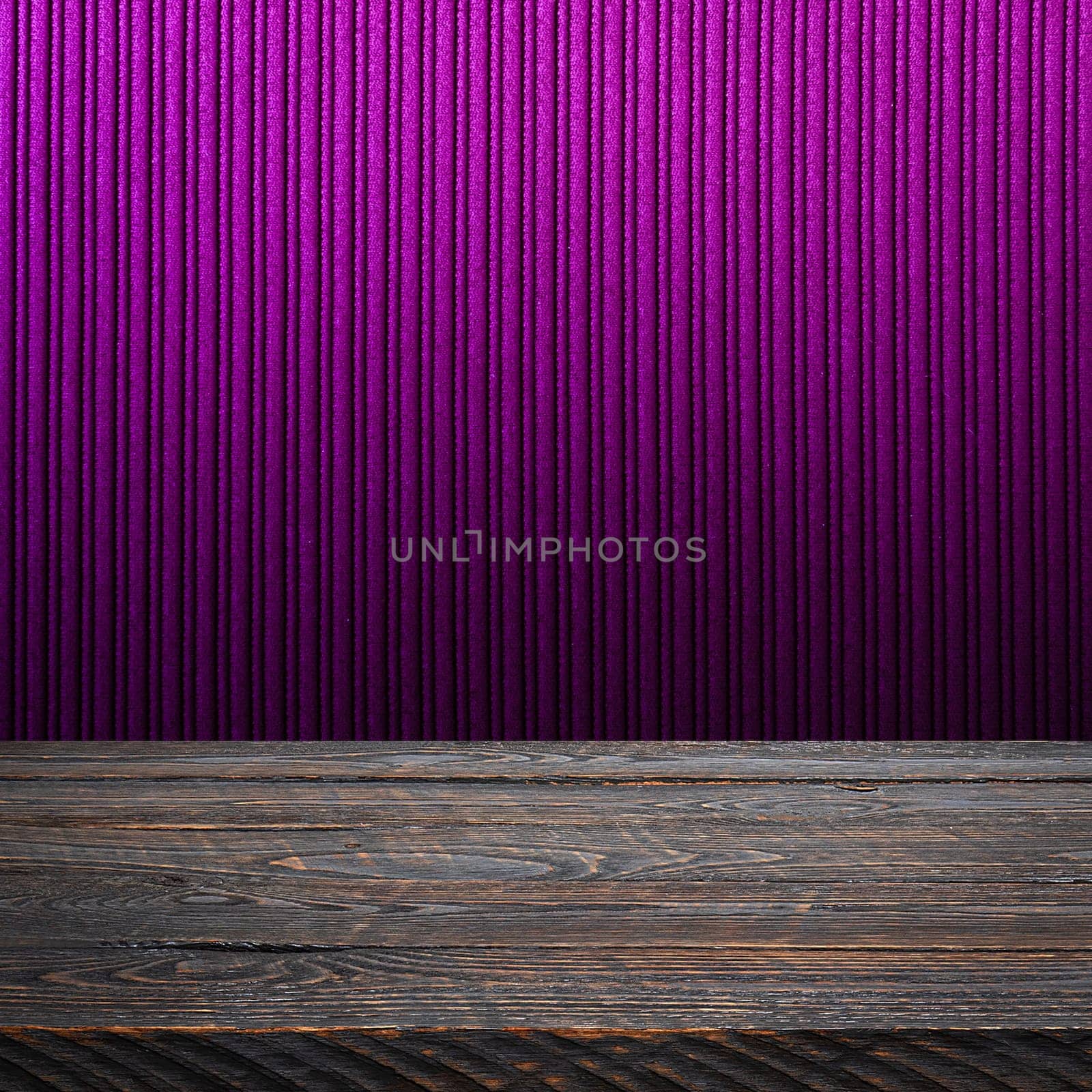 The background is blank wooden boards and a textured striped wall with gradient lighting and vignetting. For product demonstrations, free space, layout, mockup, perspective board, background board.