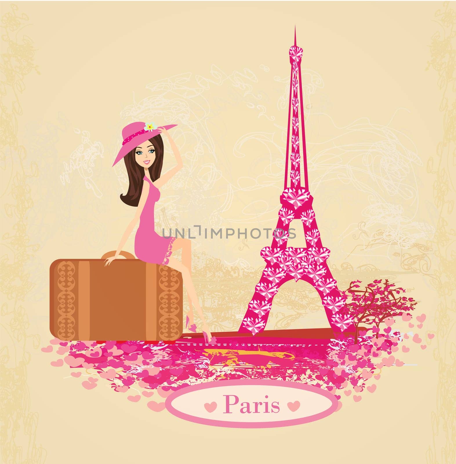 beautiful elegant girl traveler in Paris