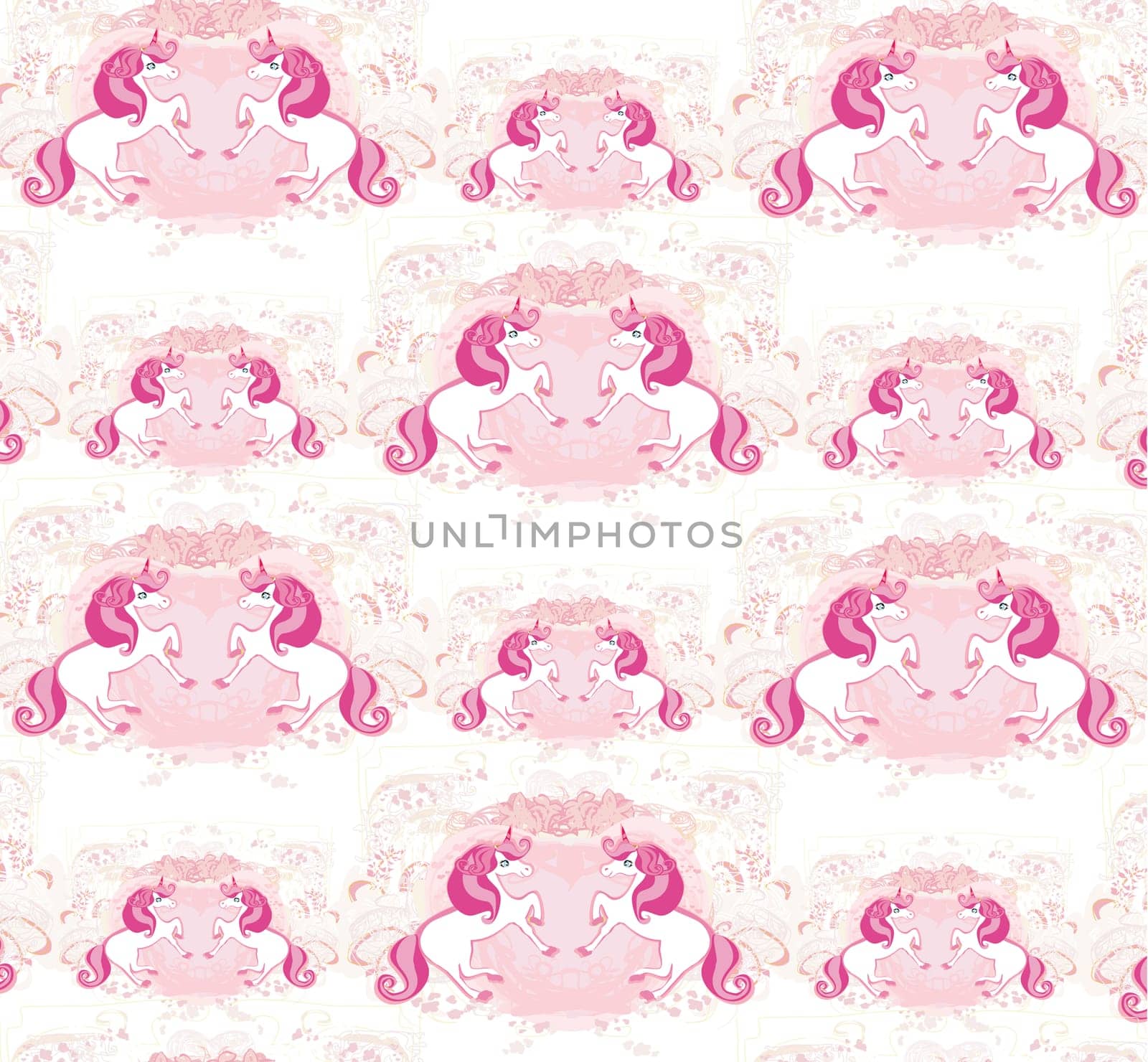 Seamless pattern with cute unicorns