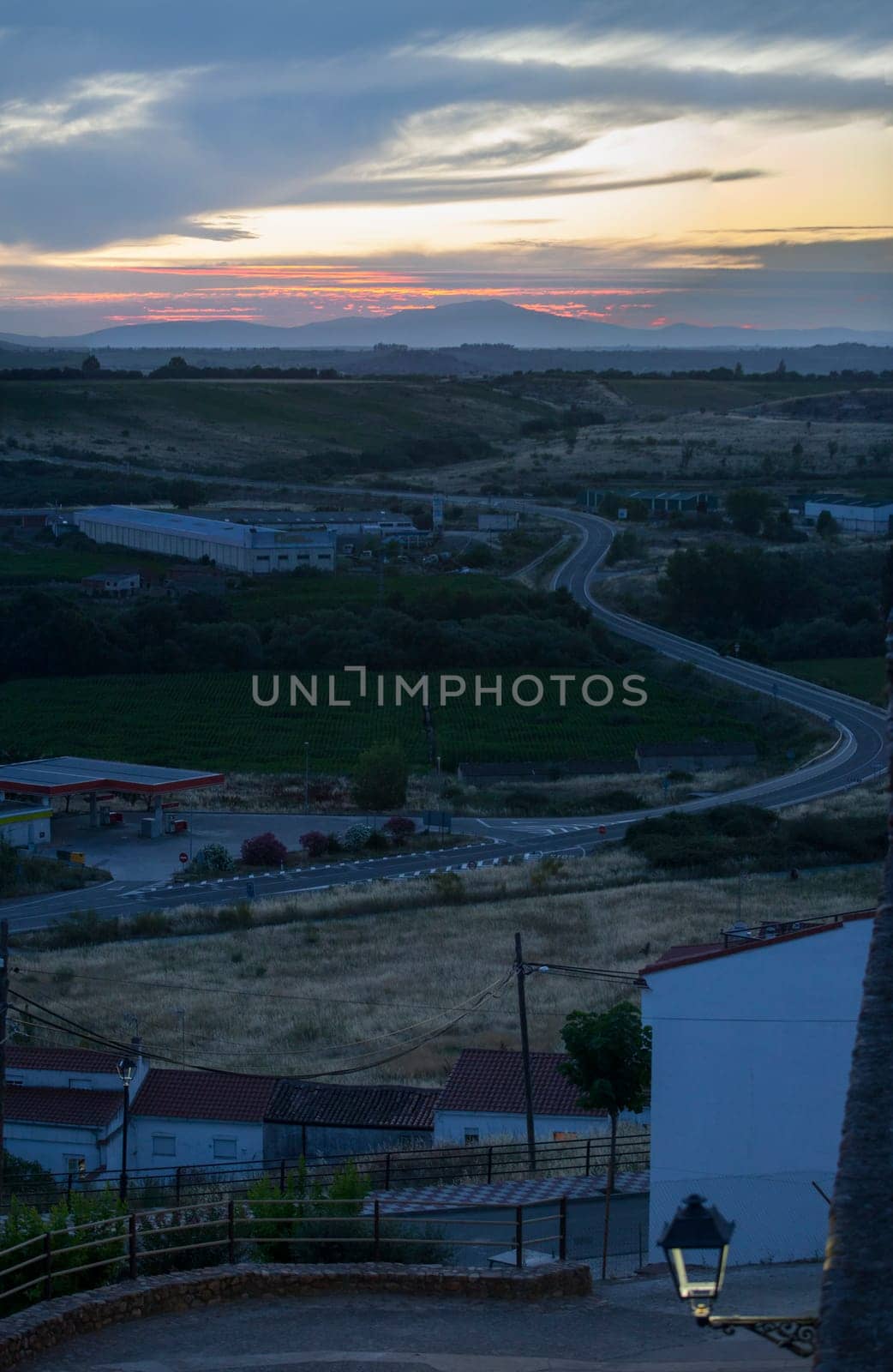 Galisteo, beautiful walled town from Alagon Valley. Overview from west wall. Extremadura, Spain