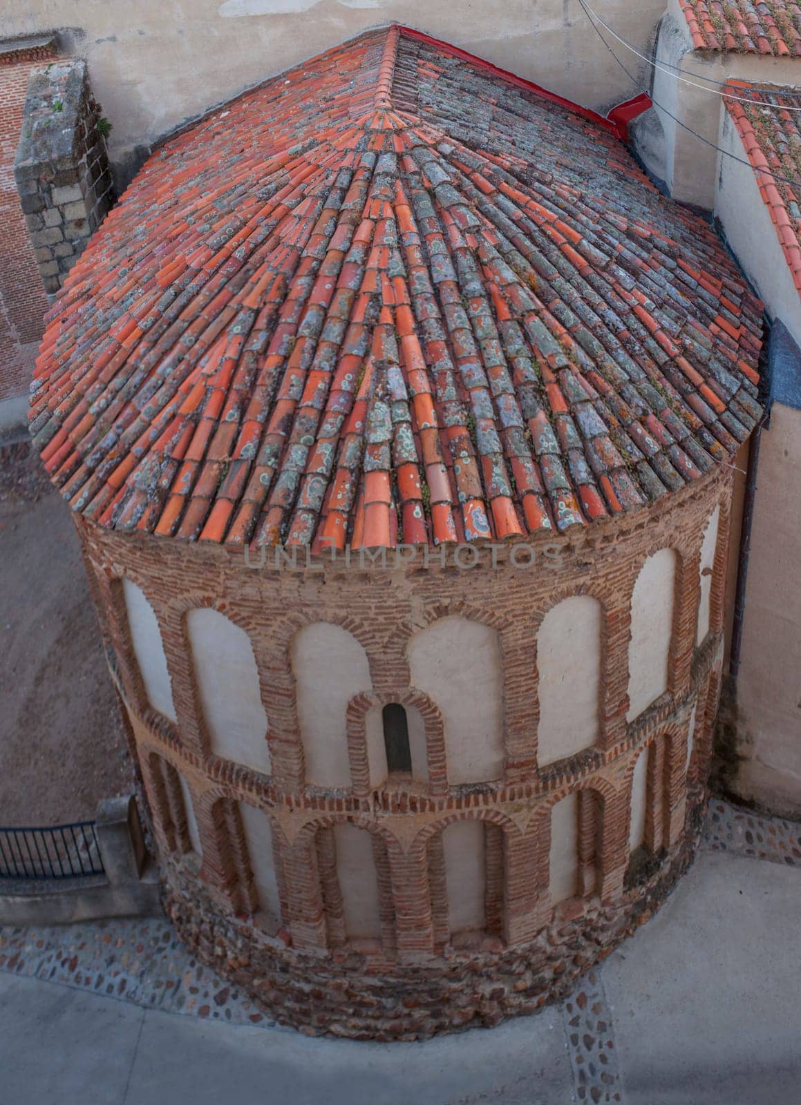 Mudejar apse of Church of Our Lady of the Assumption at Galisteo, beautiful walled town from Alagon Valley, Extremadura, Spain