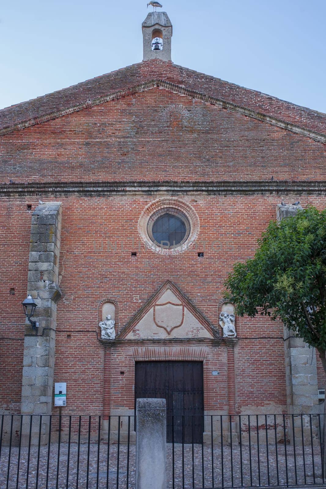 Church of Our Lady of the Assumption at Galisteo, beautiful walled town from Alagon Valley, Extremadura, Spain