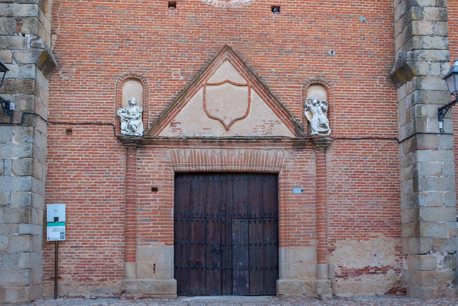 Church of Our Lady of the Assumption at Galisteo, beautiful walled town from Alagon Valley, Extremadura, Spain
