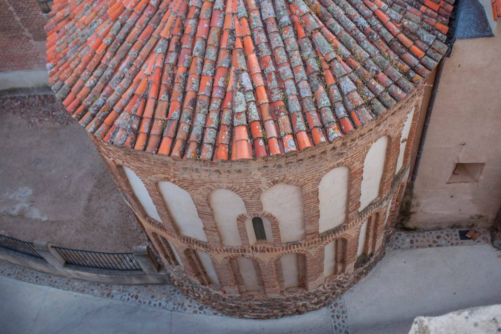 Mudejar apse of Church of Our Lady of the Assumption at Galisteo, beautiful walled town from Alagon Valley, Extremadura, Spain