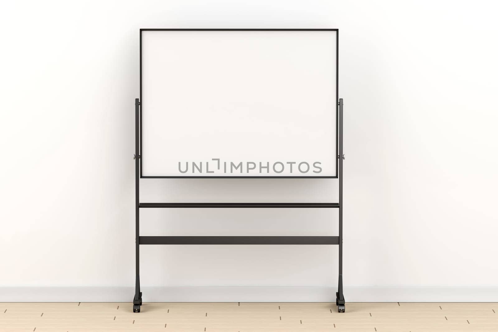 Mobile school whiteboard on wheels, front view