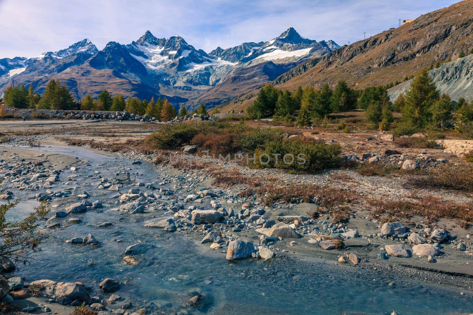 Small mountain stream in the Swiss Alps near Zermatt