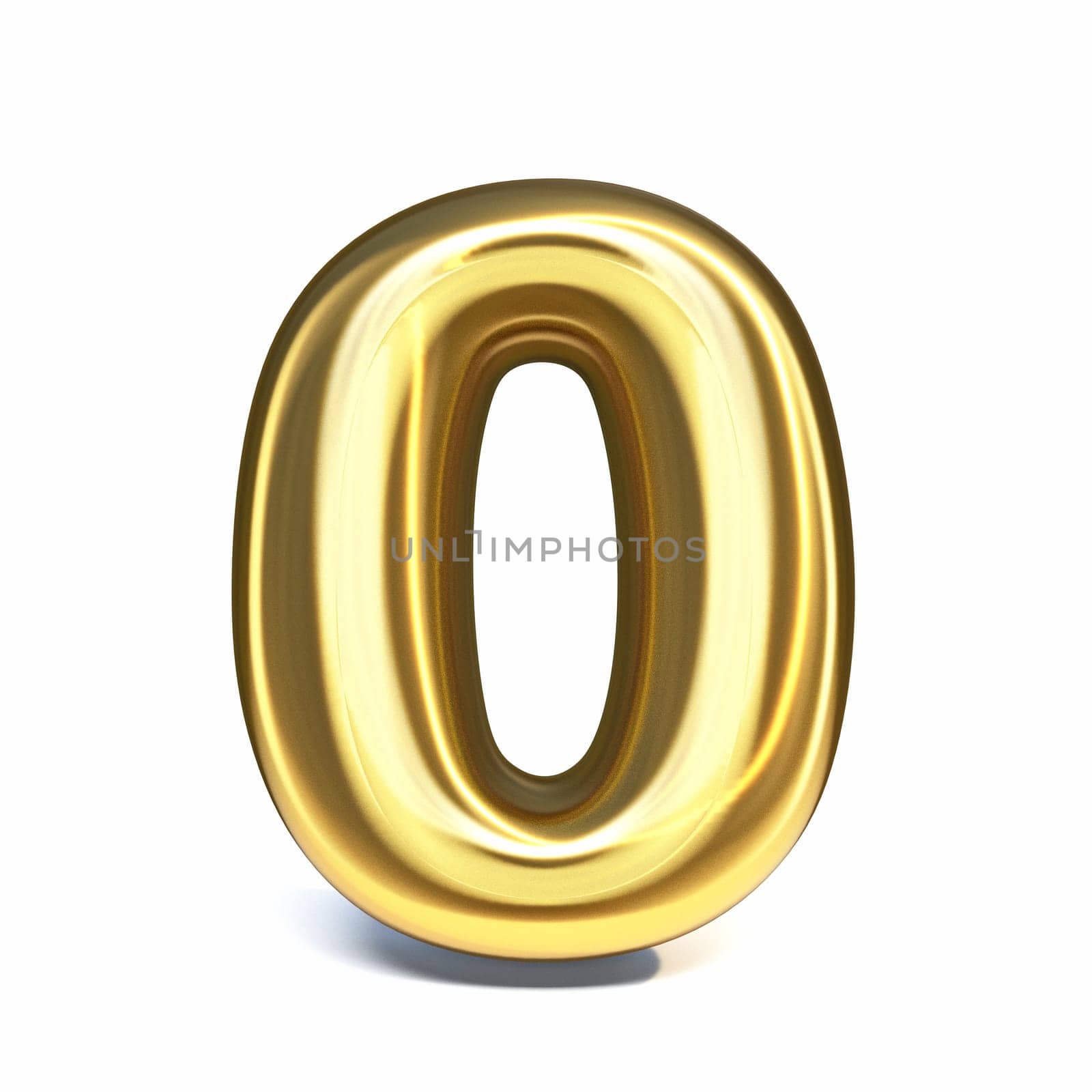 Golden font Number 0 ZERO 3D rendering illustration isolated on white background