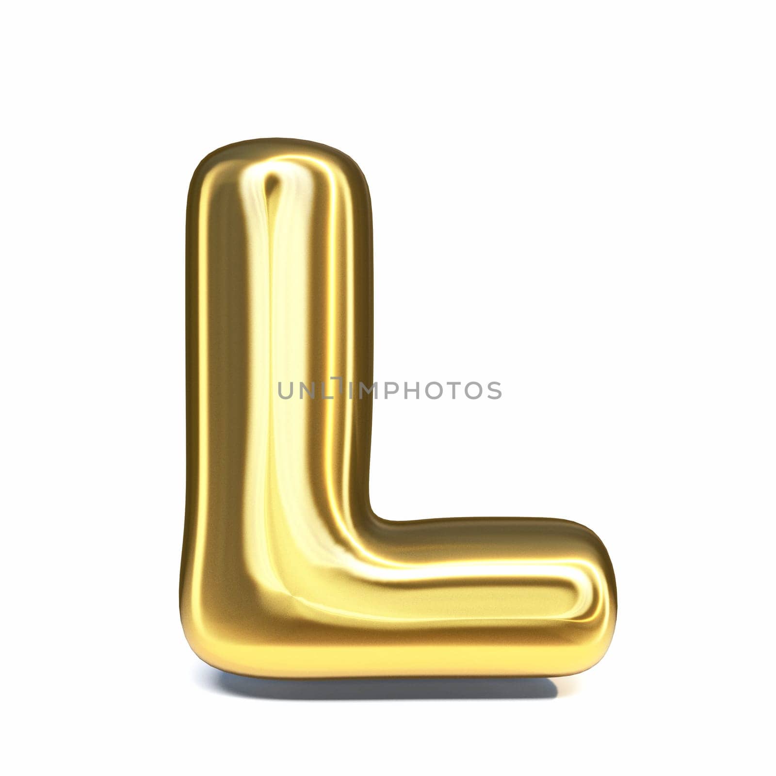 Golden font Letter L 3D rendering illustration isolated on white background