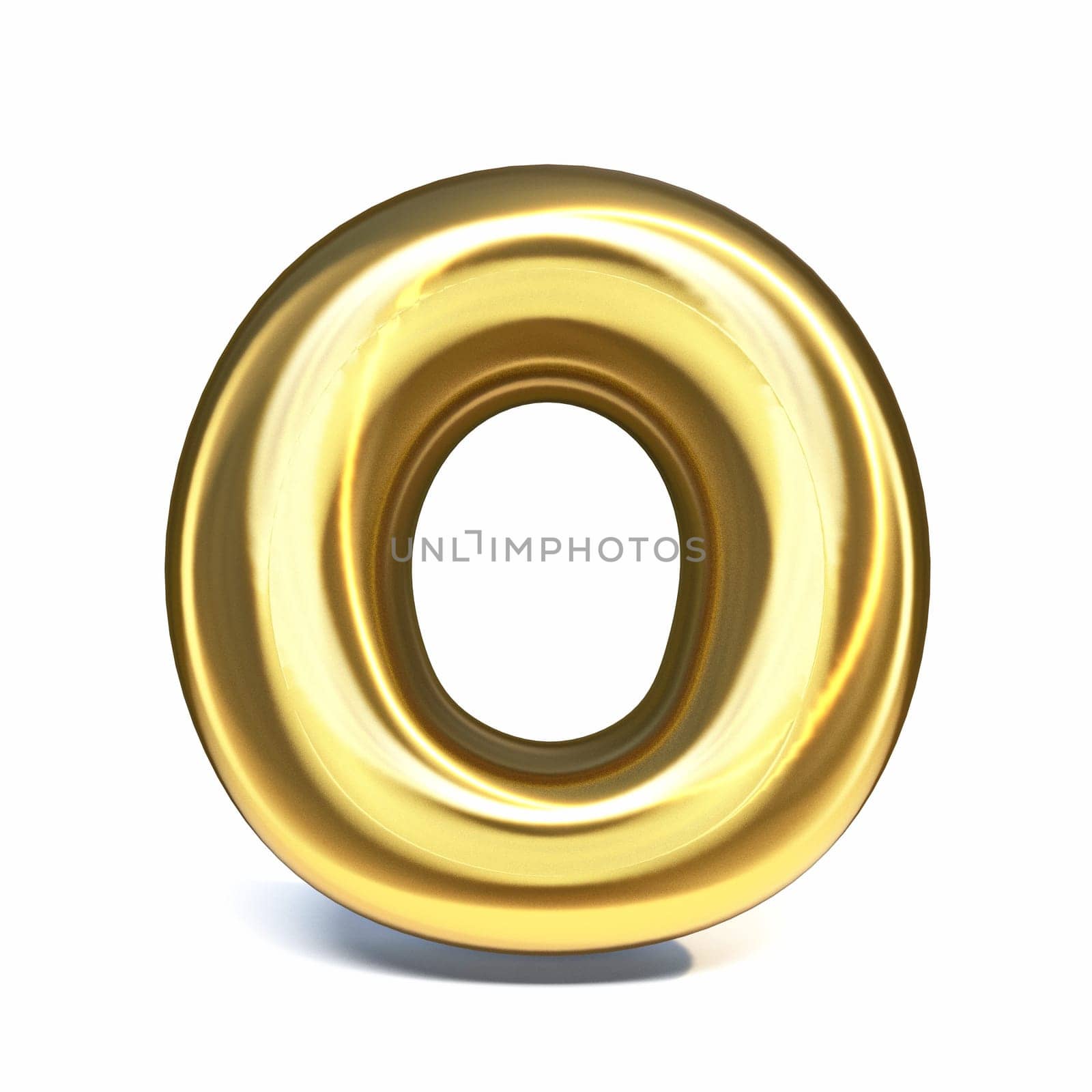 Golden font Letter O 3D rendering illustration isolated on white background