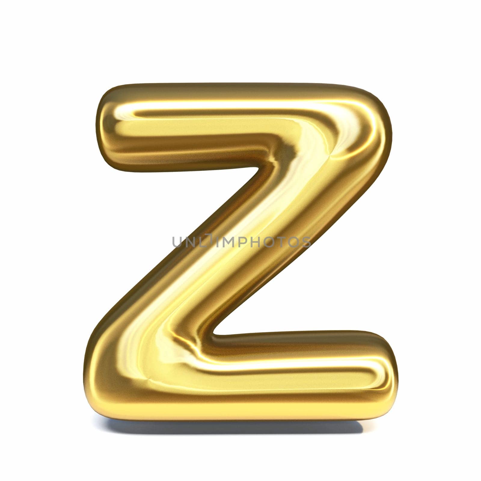 Golden font Letter Z 3D rendering illustration isolated on white background