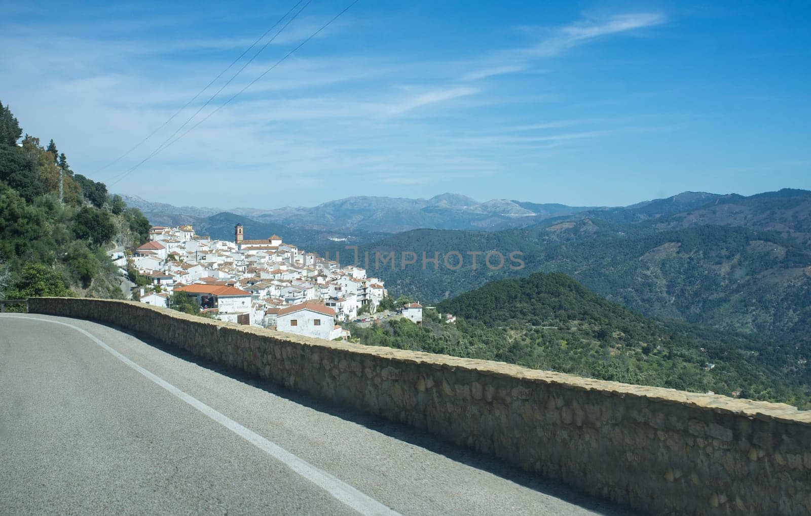 Traveling down by the Cadiz province mountain villages. Arriving to Olvera, Andalusia, Spain