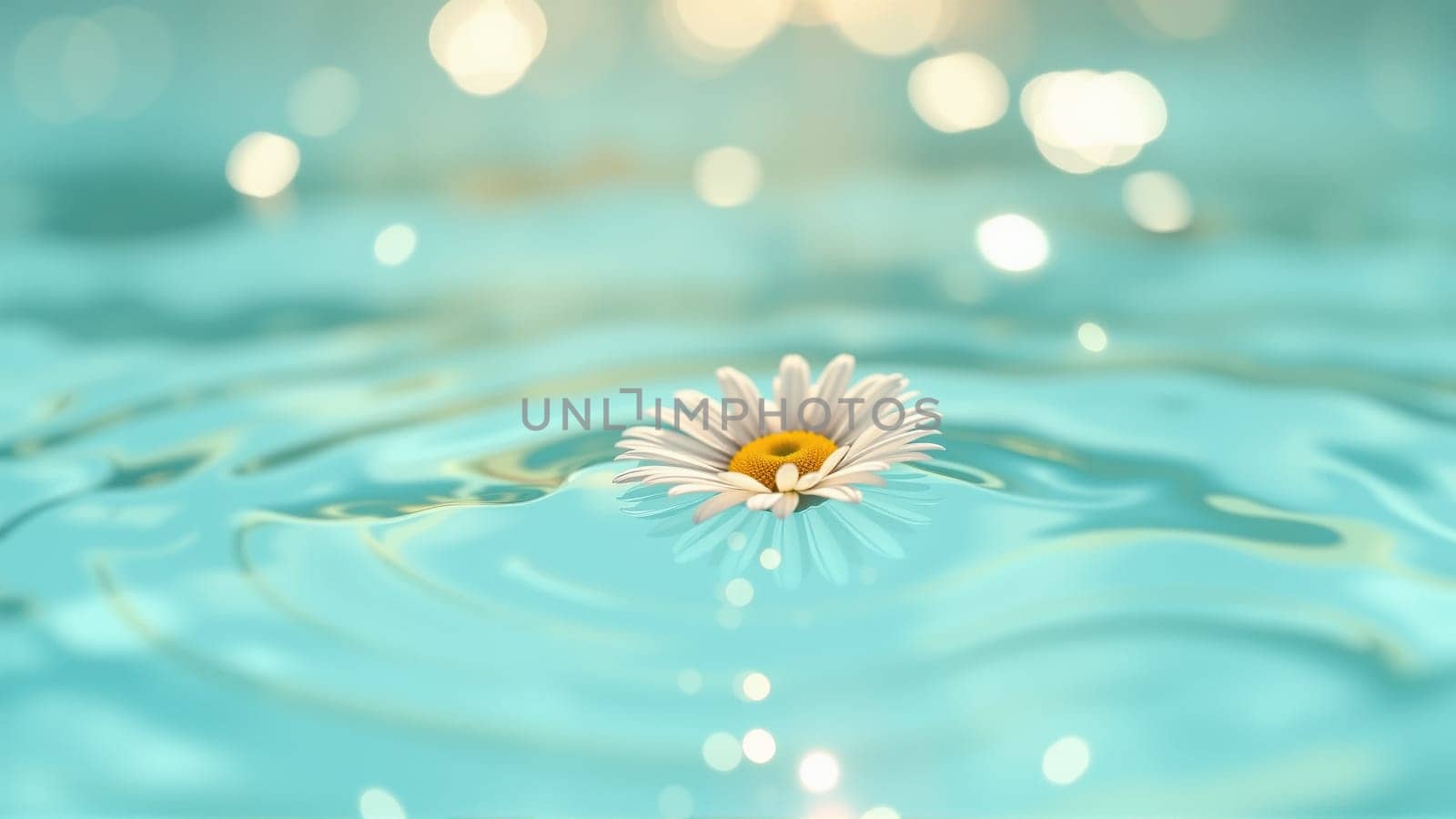 Chamomile flower floating in water. High quality photo