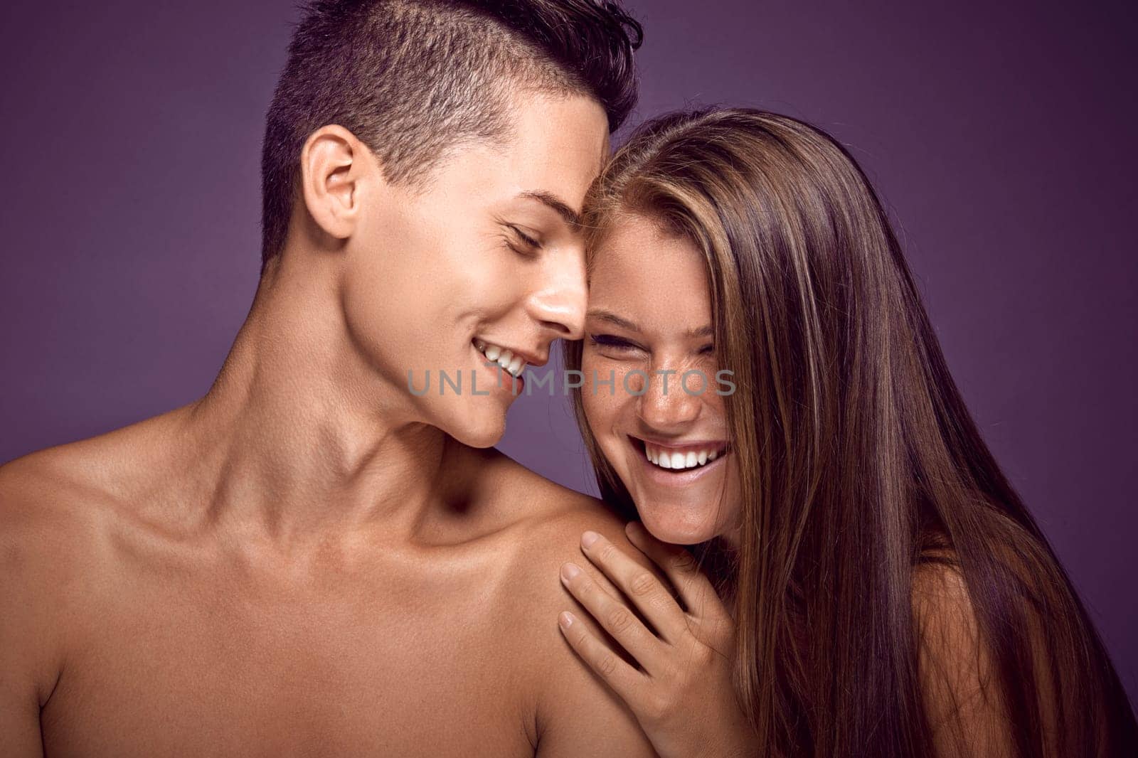 Young beauty teen couple sharing tender moments