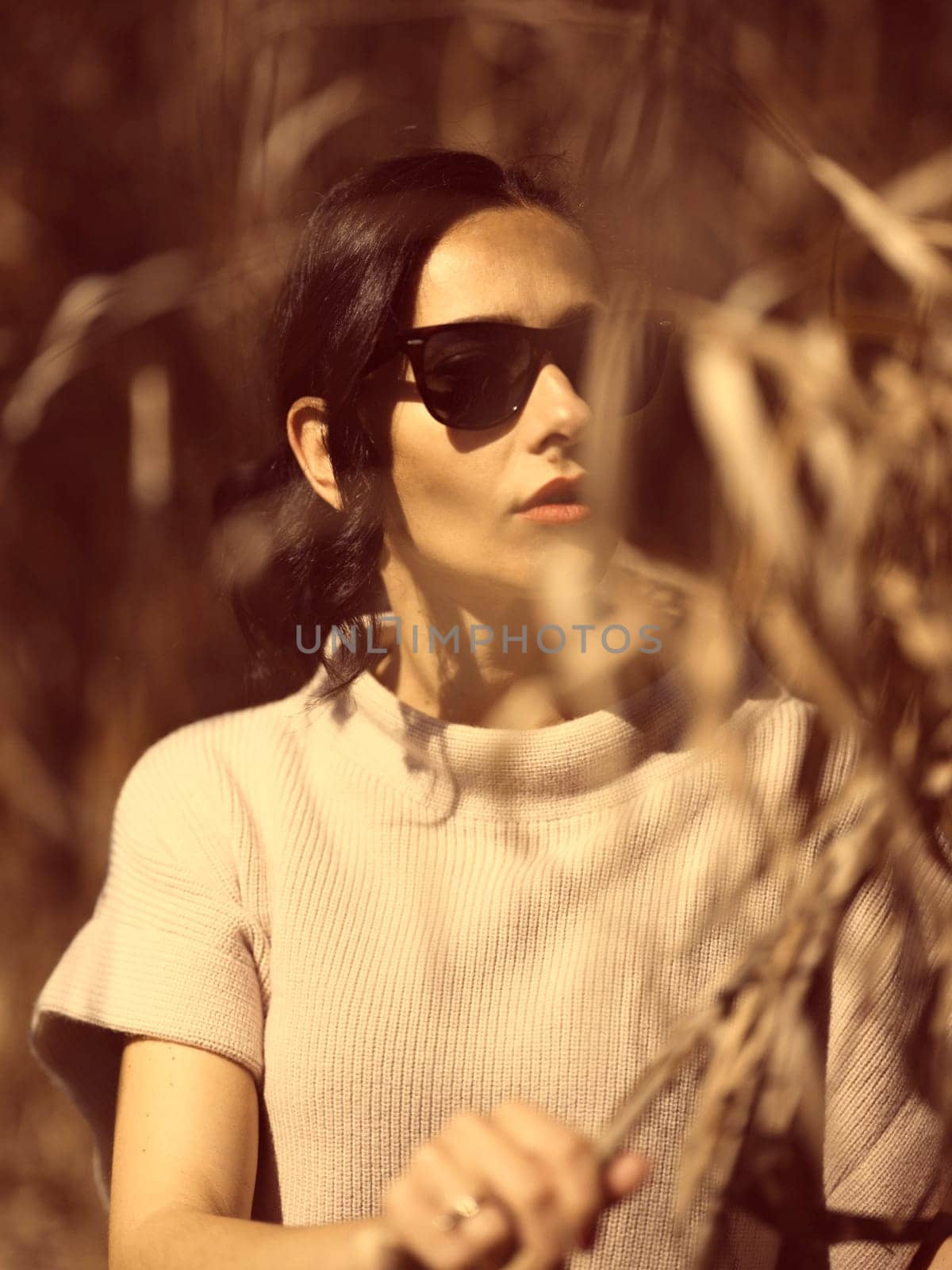 Fashion woman outdoor in spring scenery