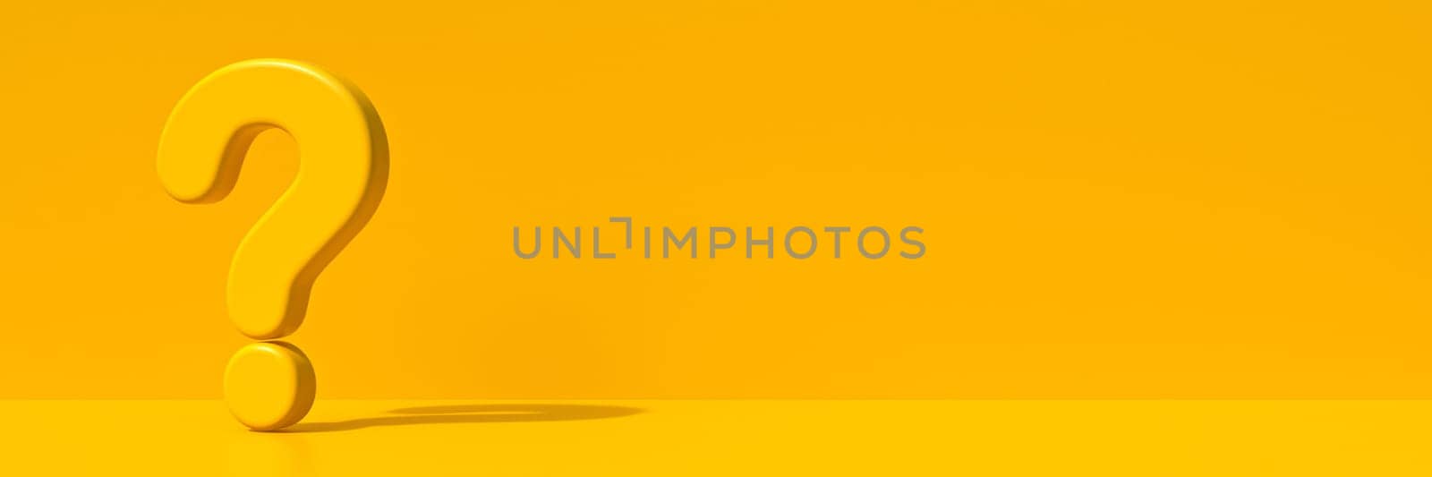 Question mark 3D render illustration isolated on yellow background