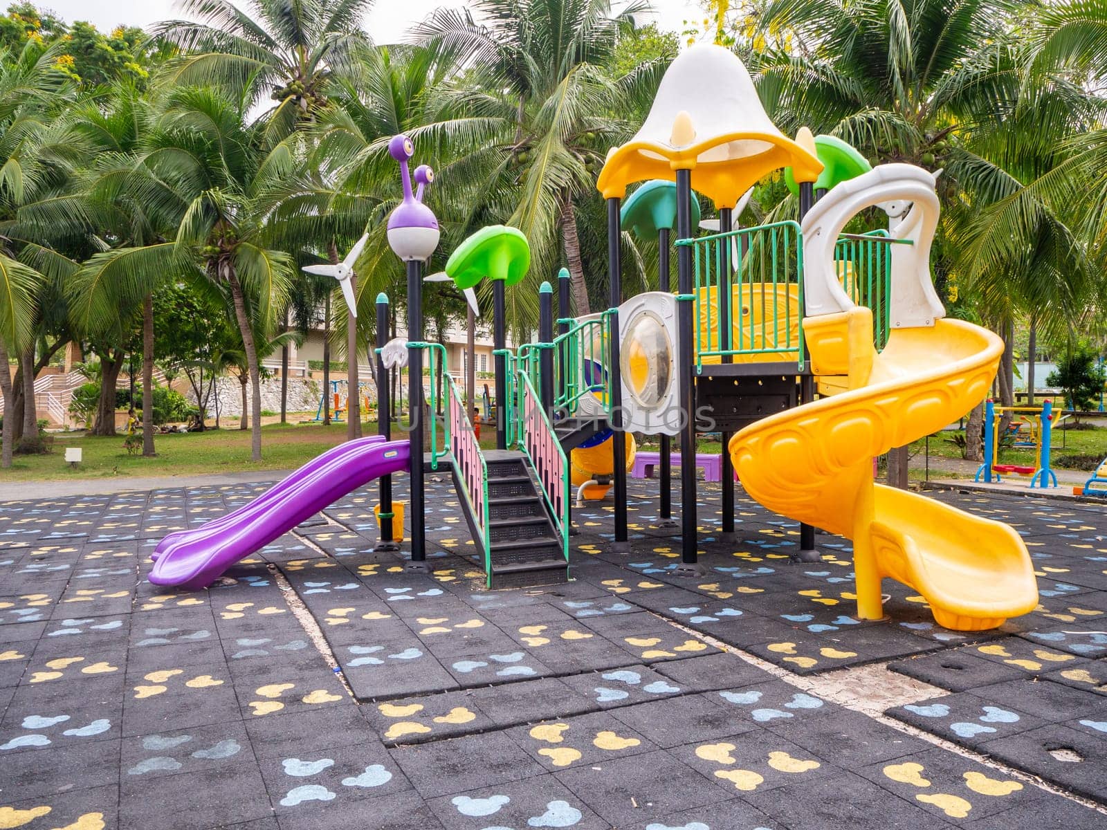 The Colorful playground on yard in the park.